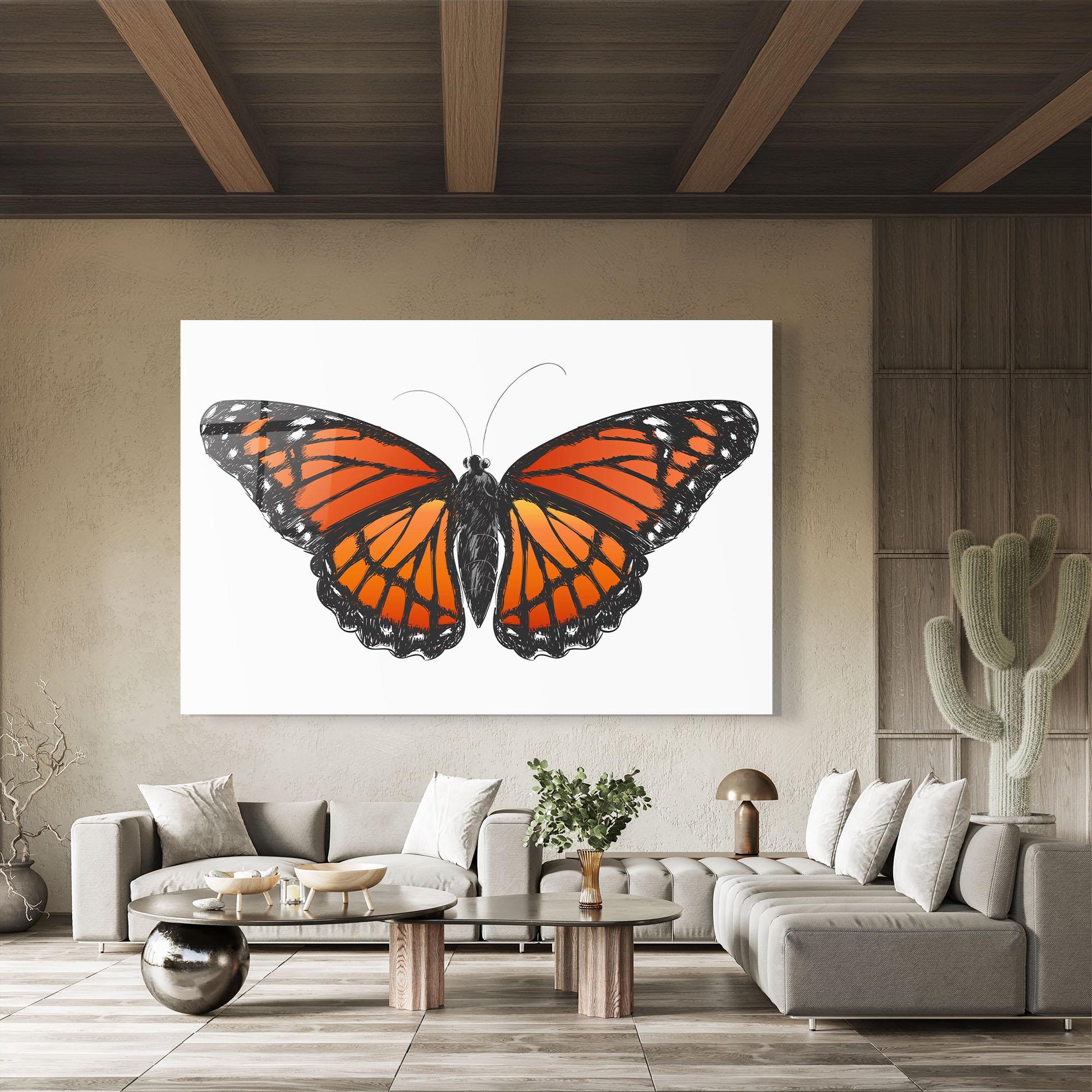 Стъклена картина Beautiful Orange Butterfly mockup 8