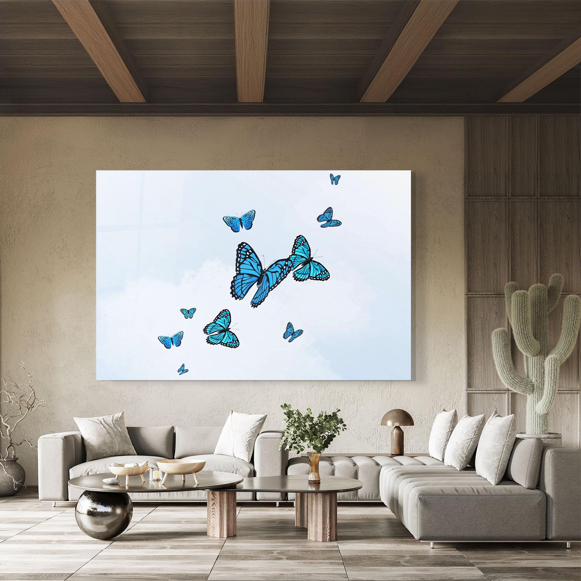 Стъклена картина Blue Sky Butterfly mockup 8