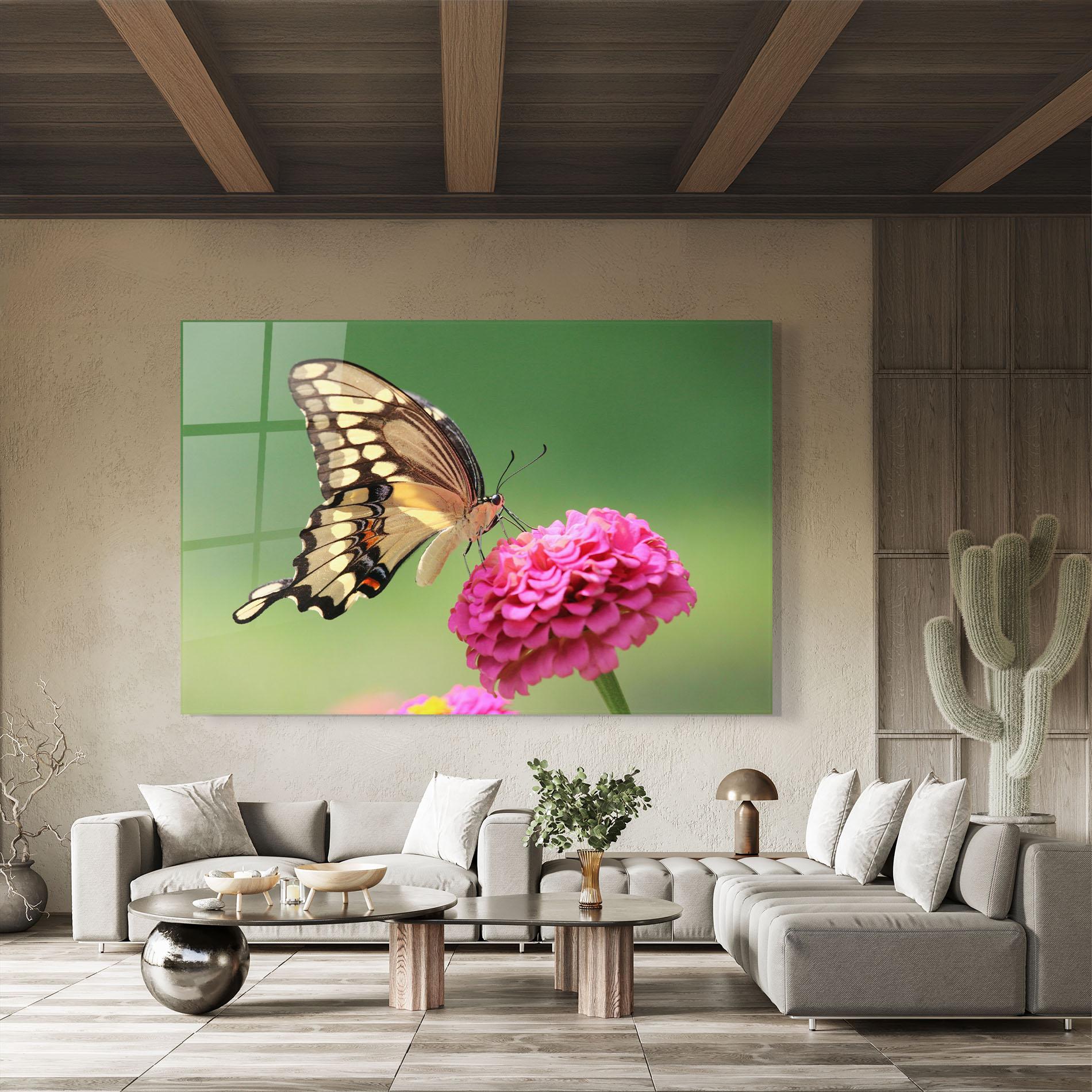 Стъклена картина Cute Cream Butterfly mockup 8