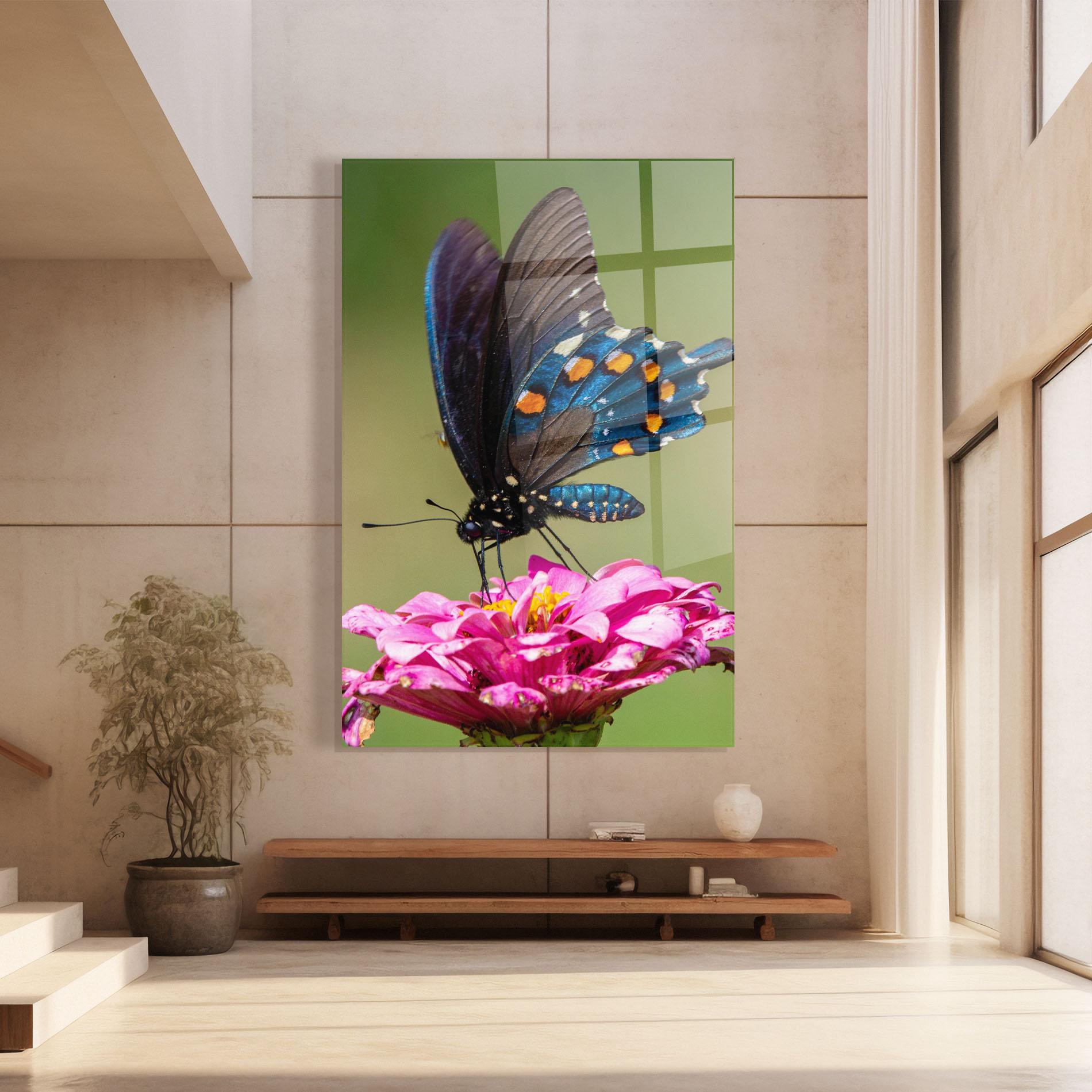 Стъклена картина Blue Grey Butterfly mockup 8