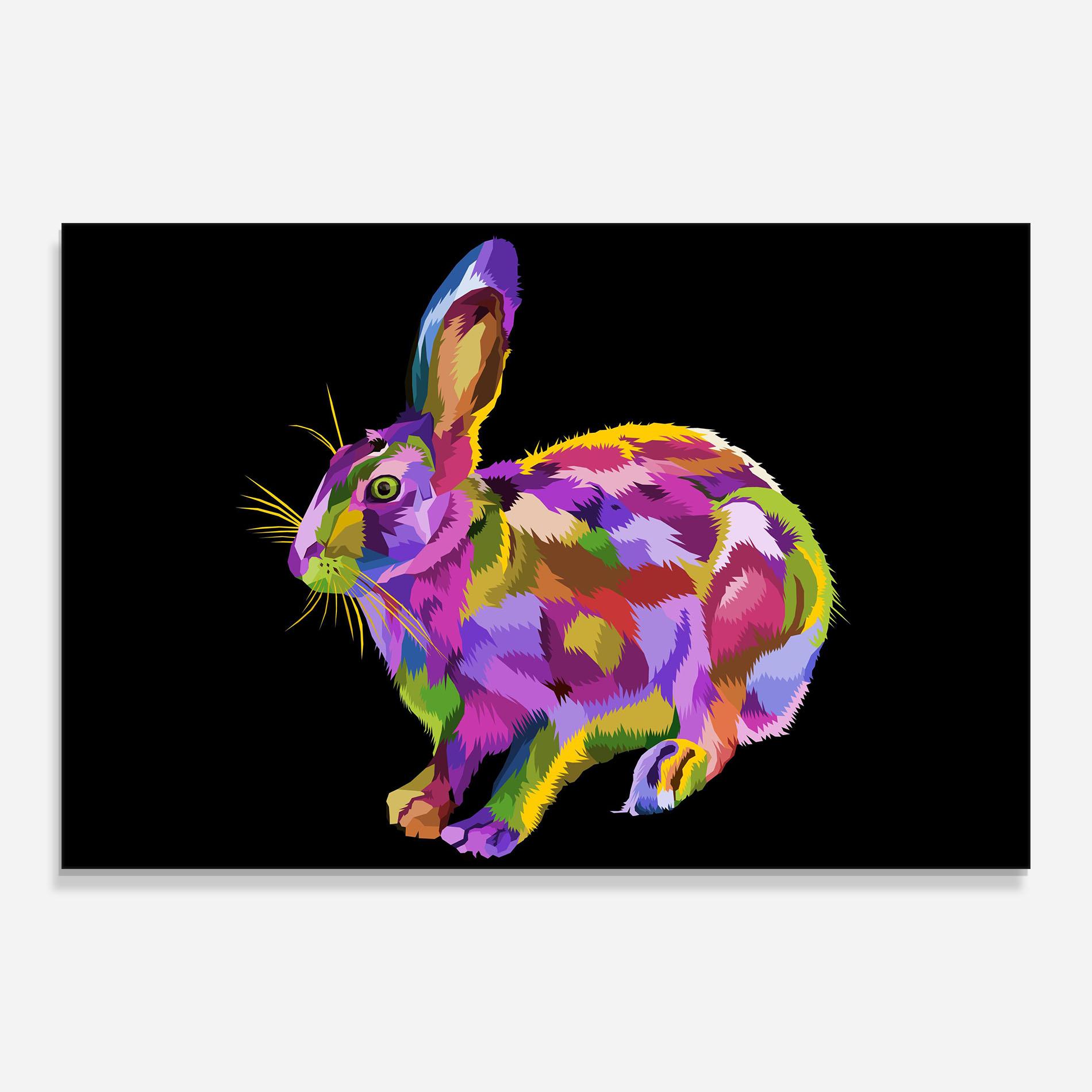 Стъклена картина Colorful Bunny mockup 0