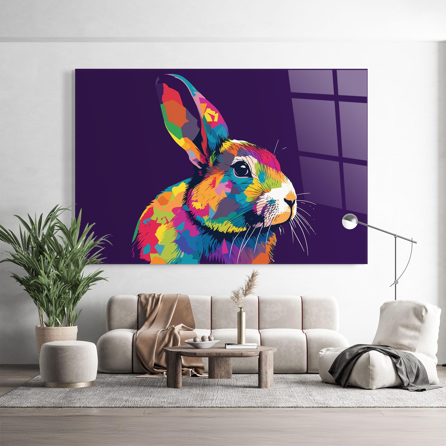 Стъклена картина Bunny On Purple mockup 9