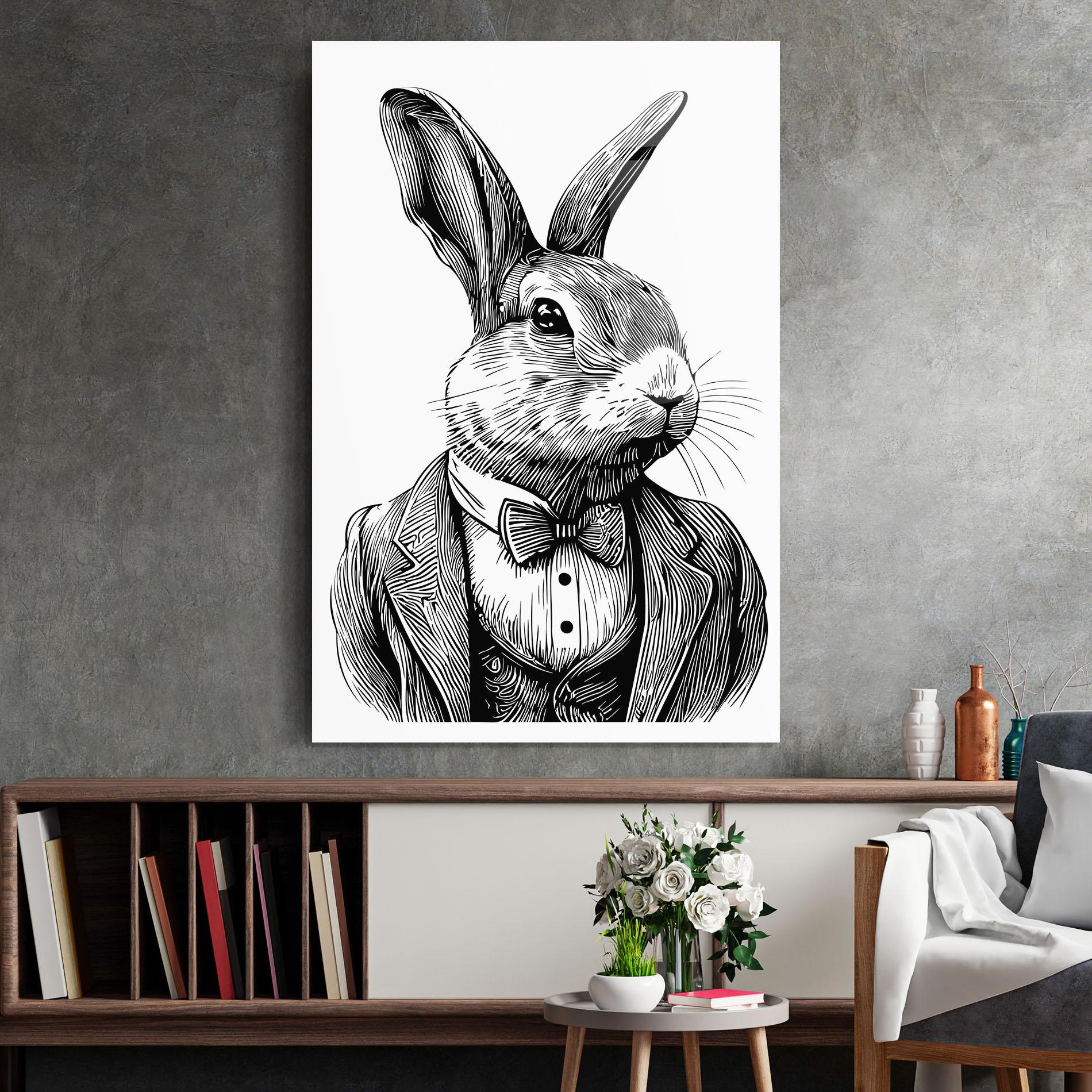 Стъклена картина Bunny In Suit mockup 2