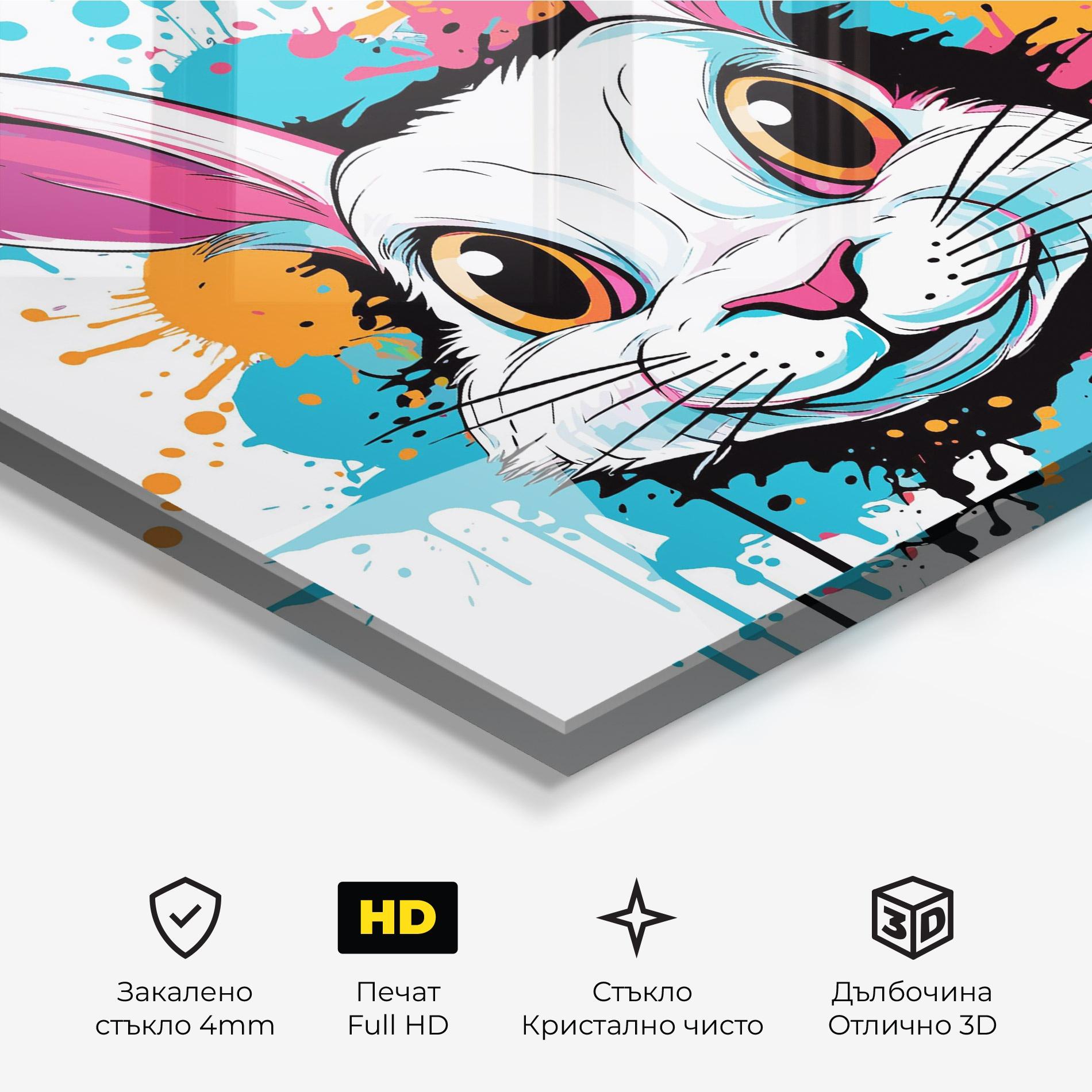 Стъклена картина Angry Bunny mockup 3