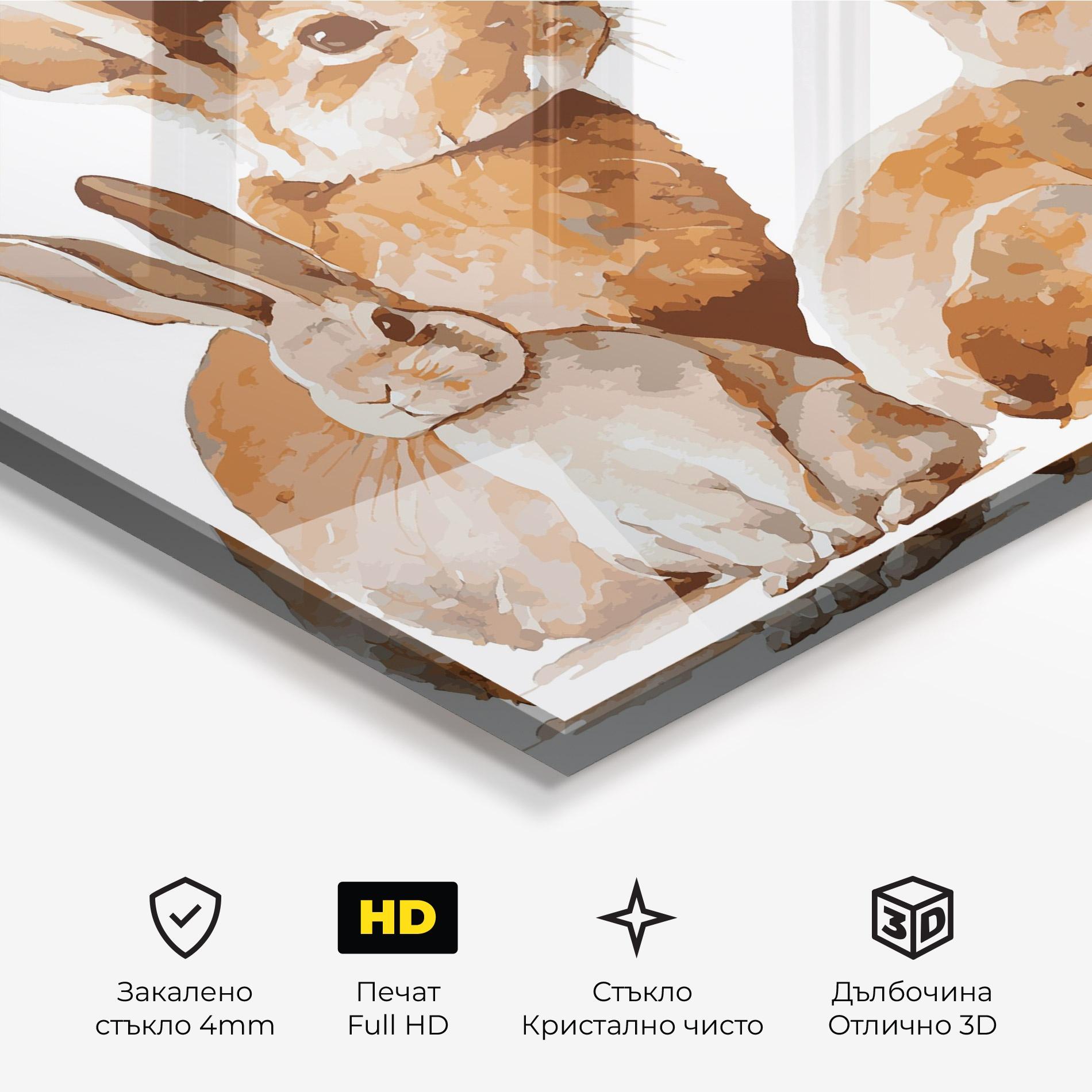 Стъклена картина Family Rabbit mockup 3