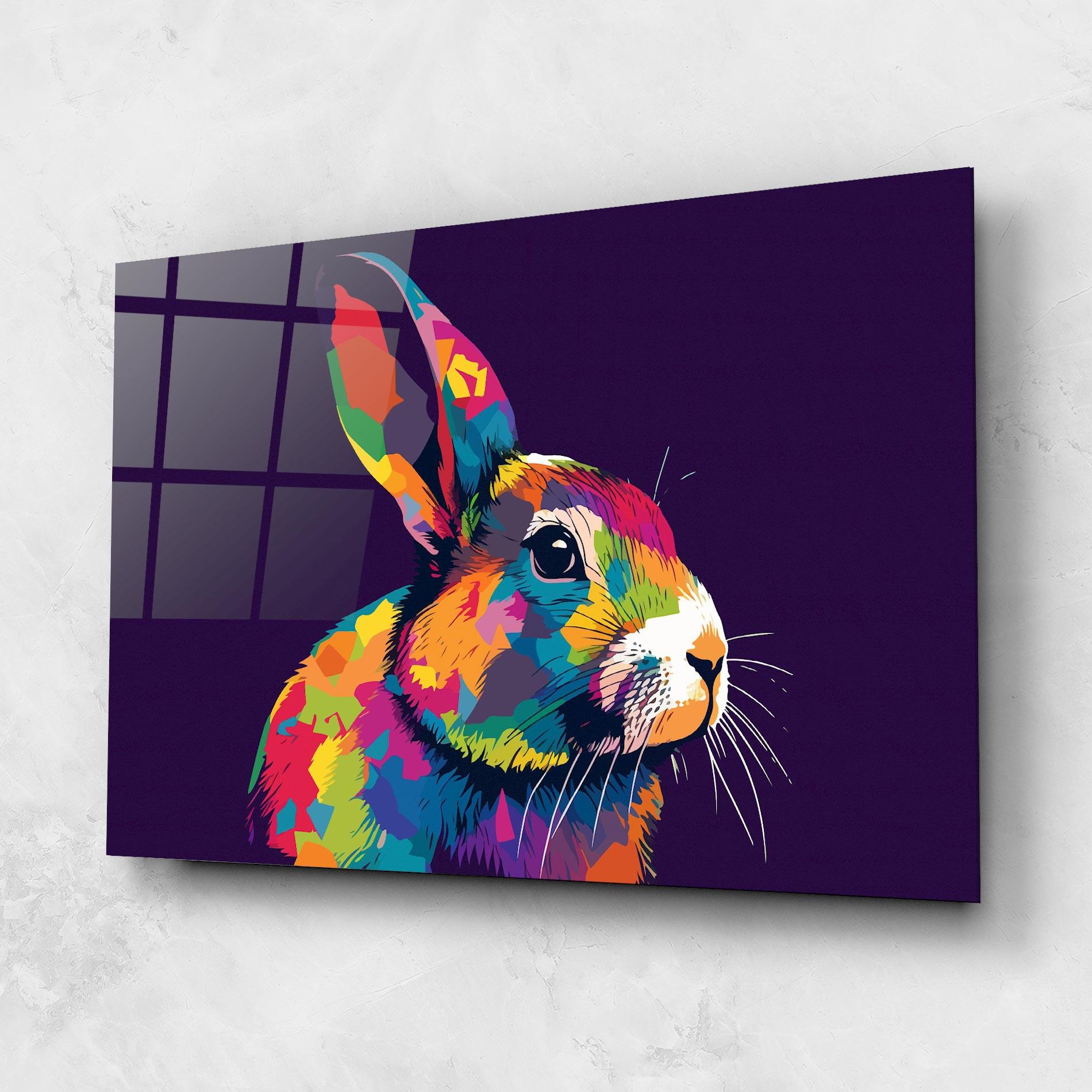 Стъклена картина Bunny On Purple mockup 1
