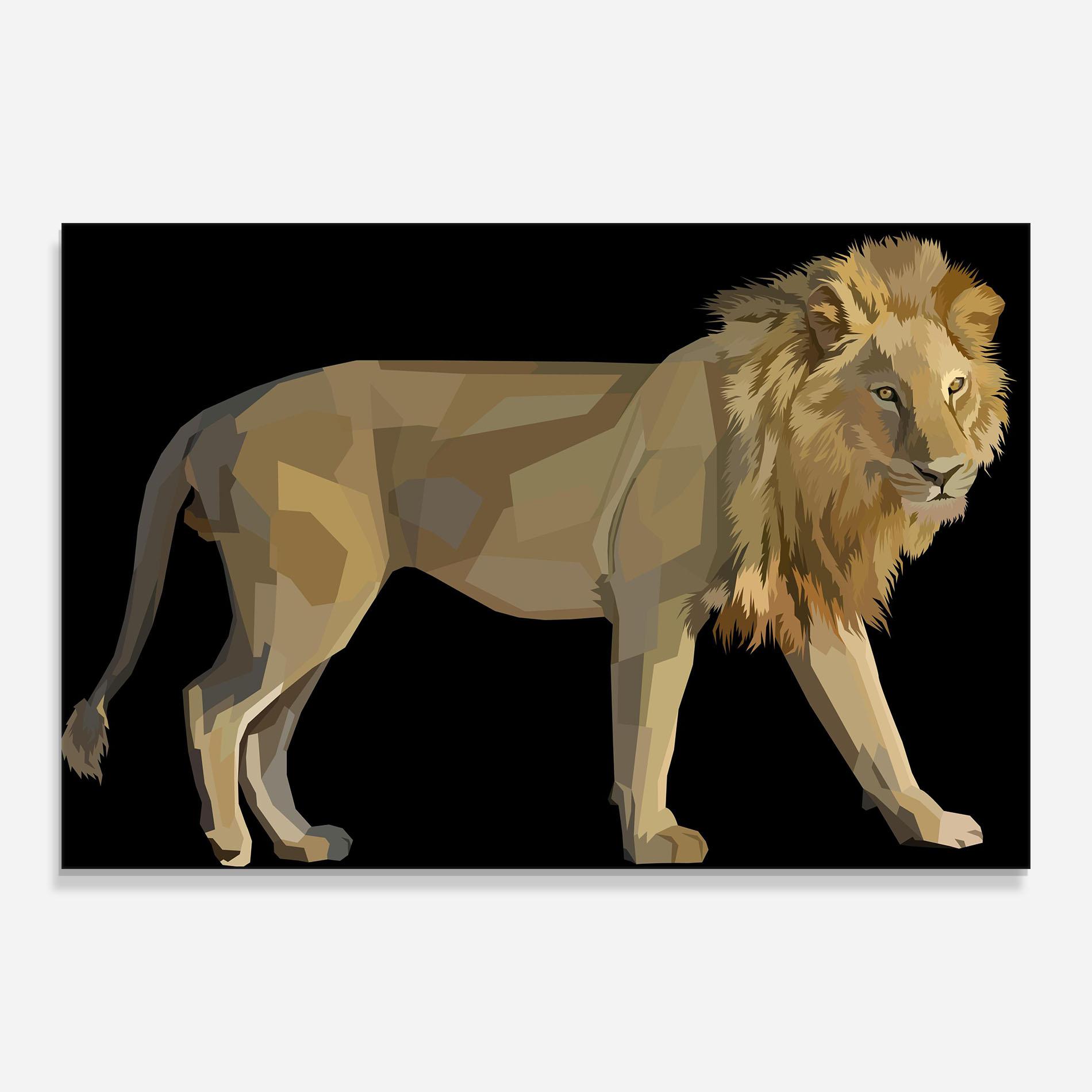 Стъклена картина Lion Art On Black mockup 0