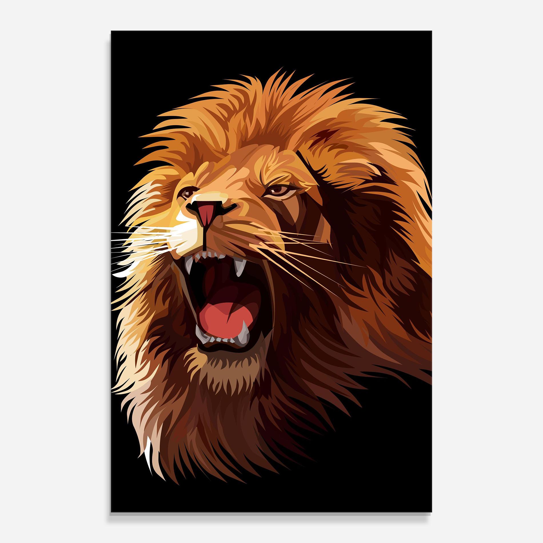 Стъклена картина Angry Lion Head mockup 0