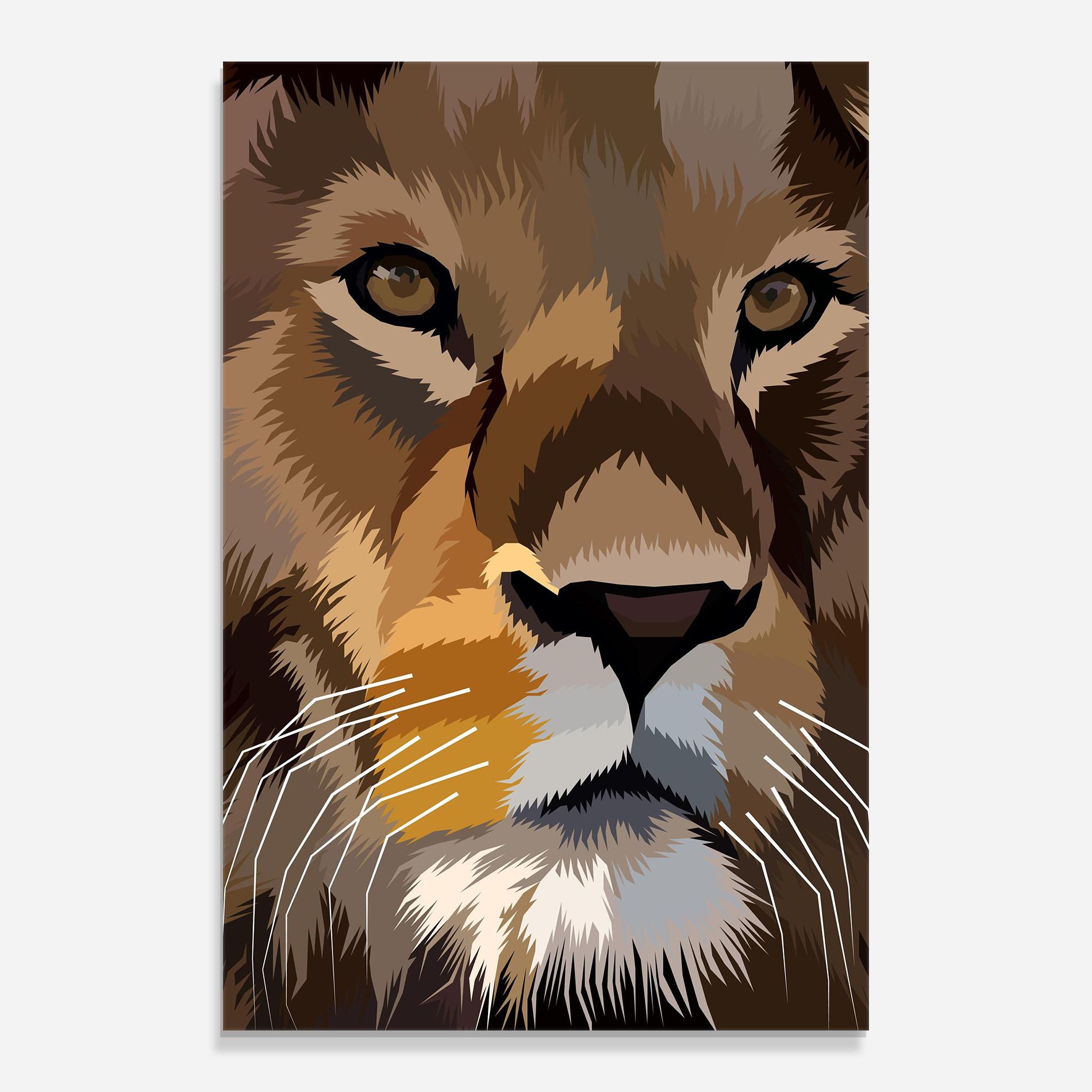 Стъклена картина Cute Lion Art mockup 0