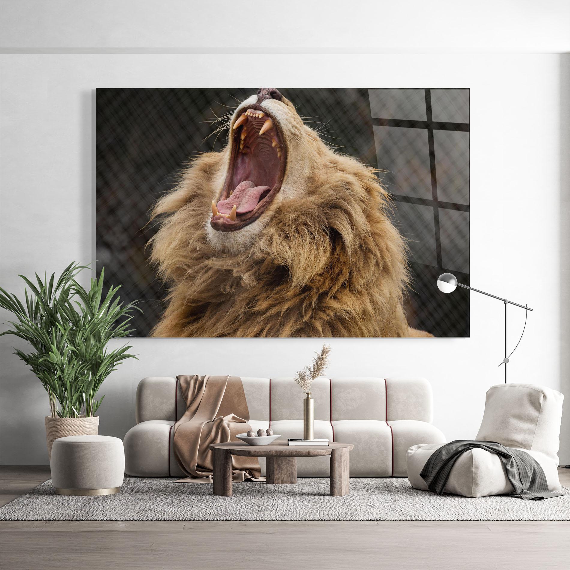 Стъклена картина Angry Lion mockup 9