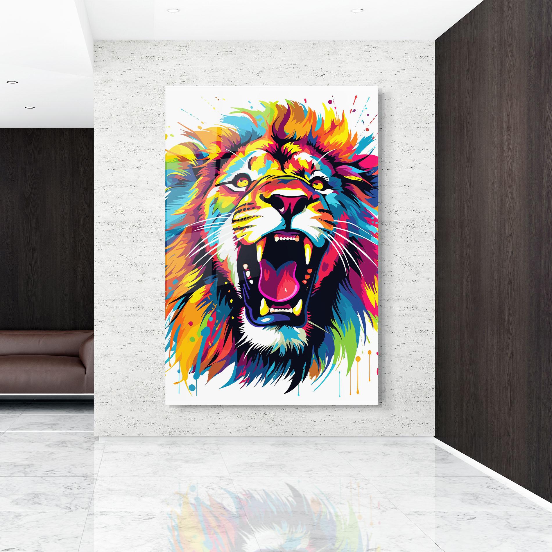 Стъклена картина Angry Lion Mix mockup 9