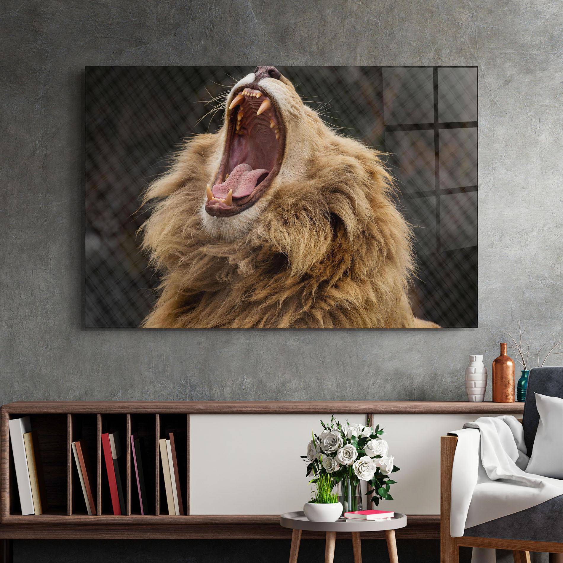 Стъклена картина Angry Lion mockup 2