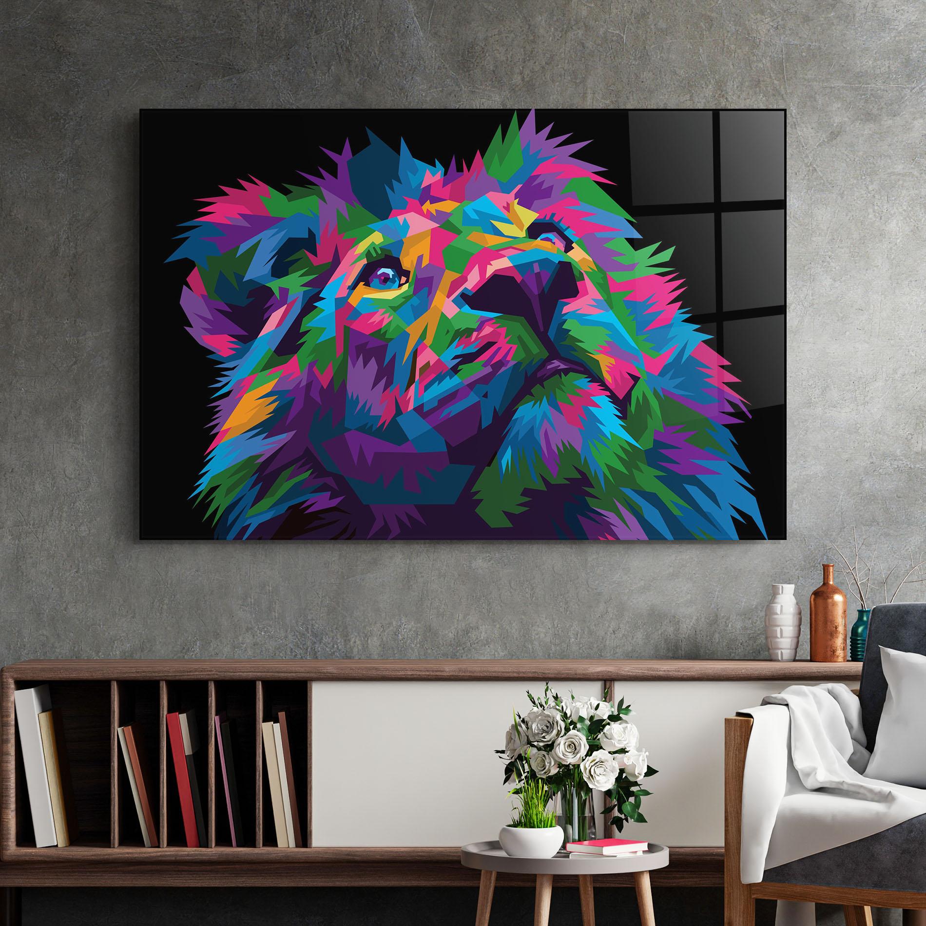 Стъклена картина Cute Color Lion mockup 2