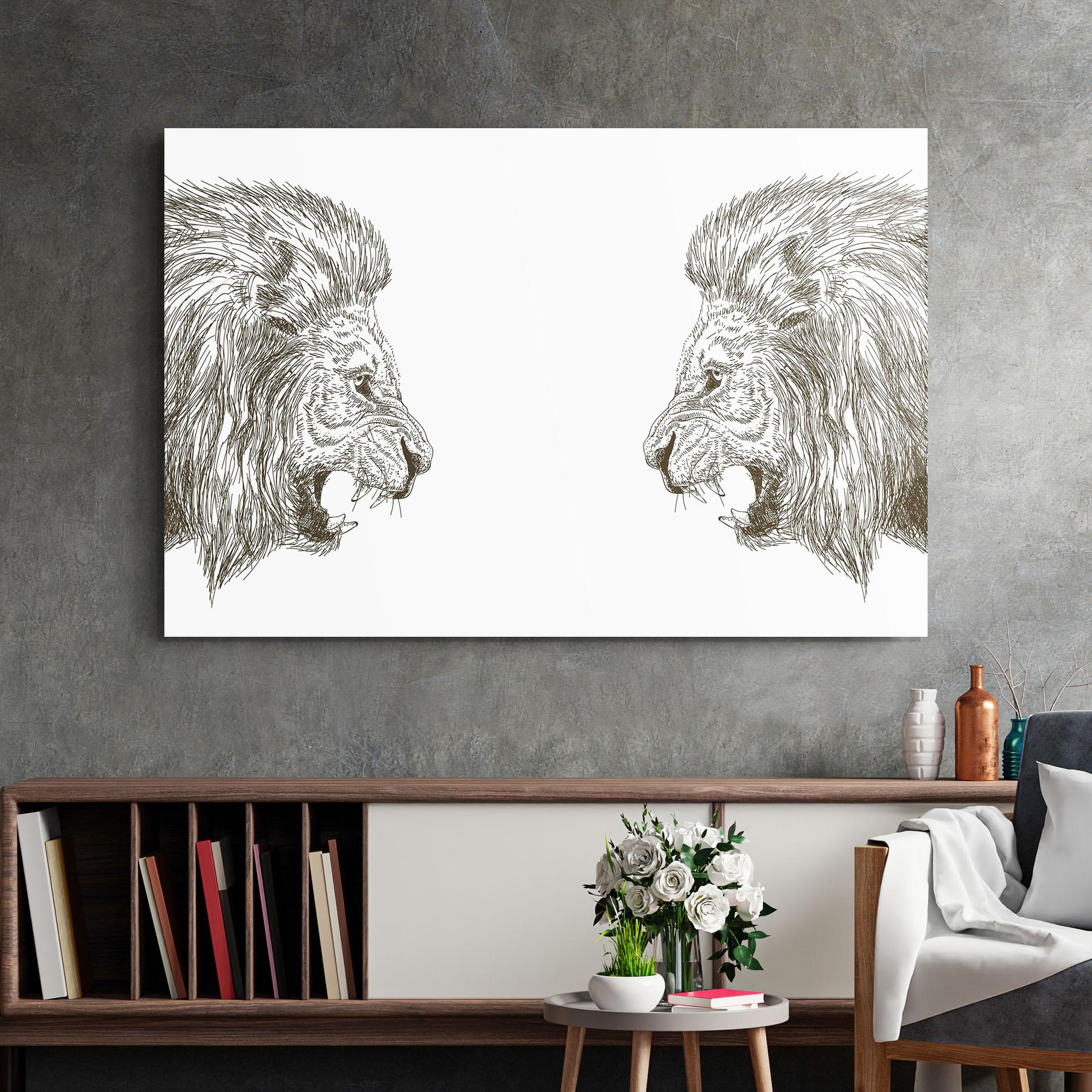 Стъклена картина Lion For Text mockup 2