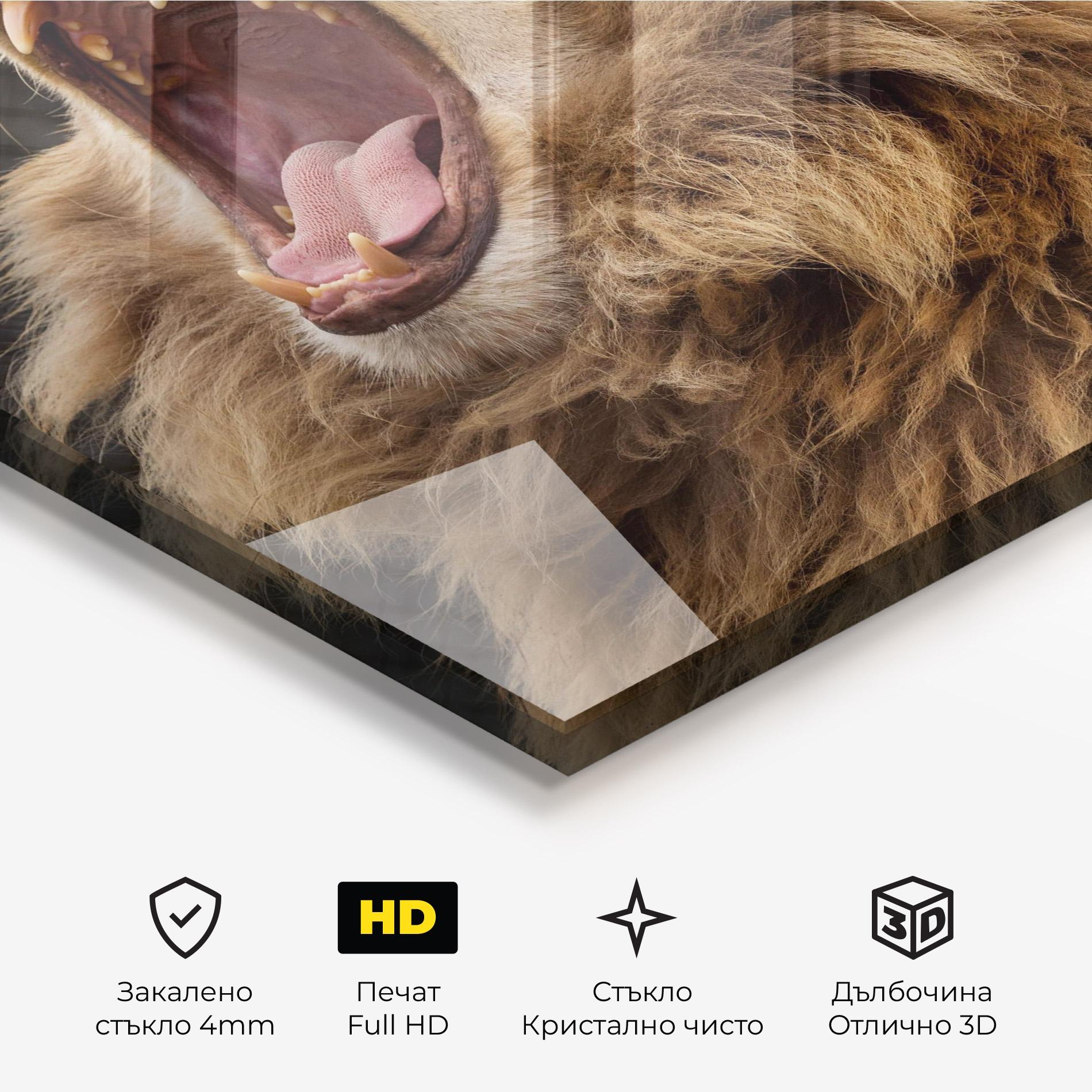Стъклена картина Angry Lion mockup 3