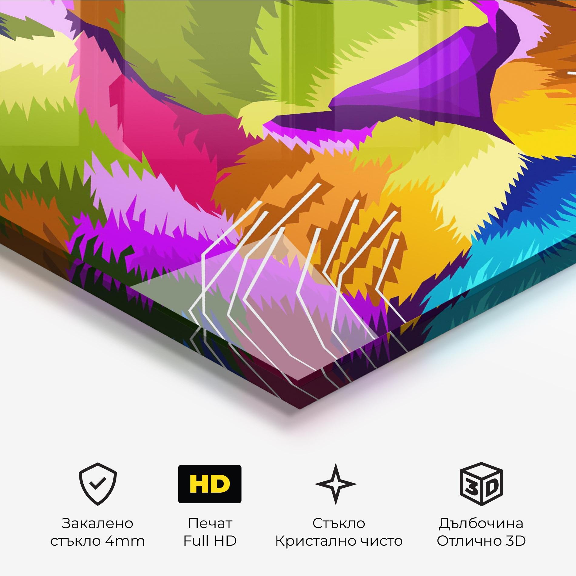 Стъклена картина Color Lion Close Up mockup 3