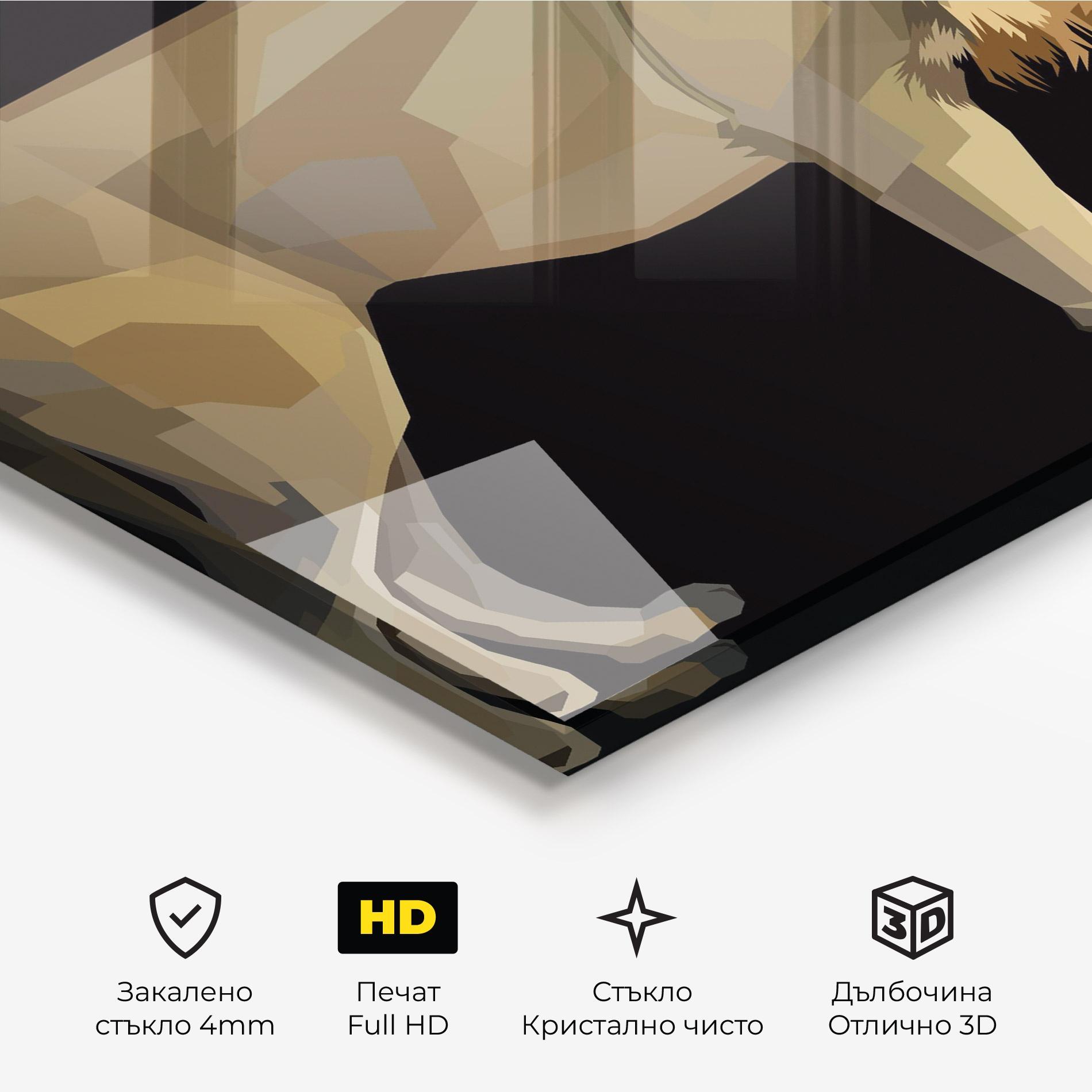 Стъклена картина Lion Art On Black mockup 3