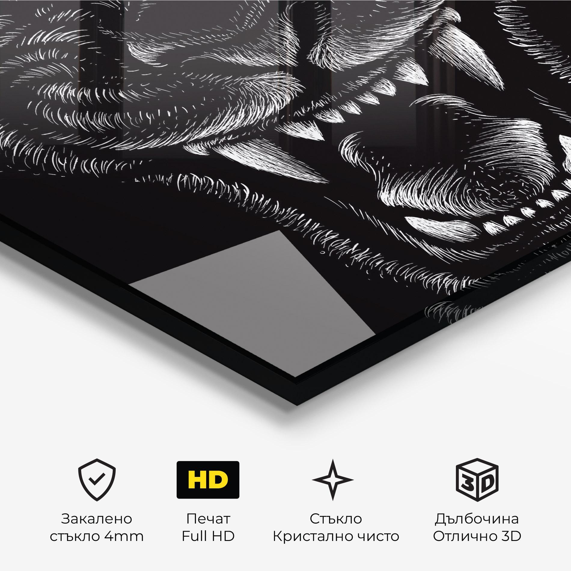 Стъклена картина Lion Bite mockup 3