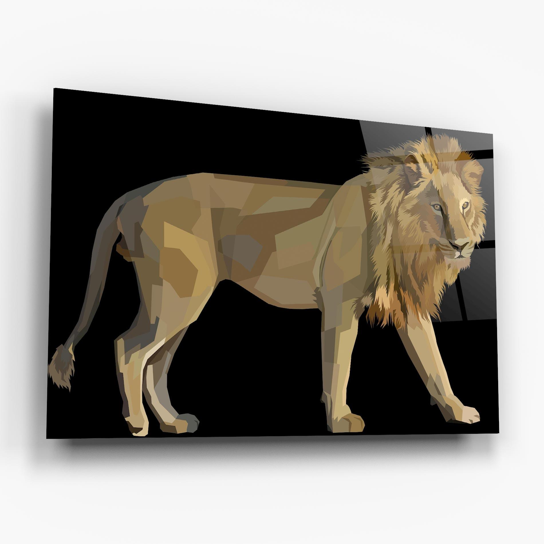 Стъклена картина Lion Art On Black mockup 6