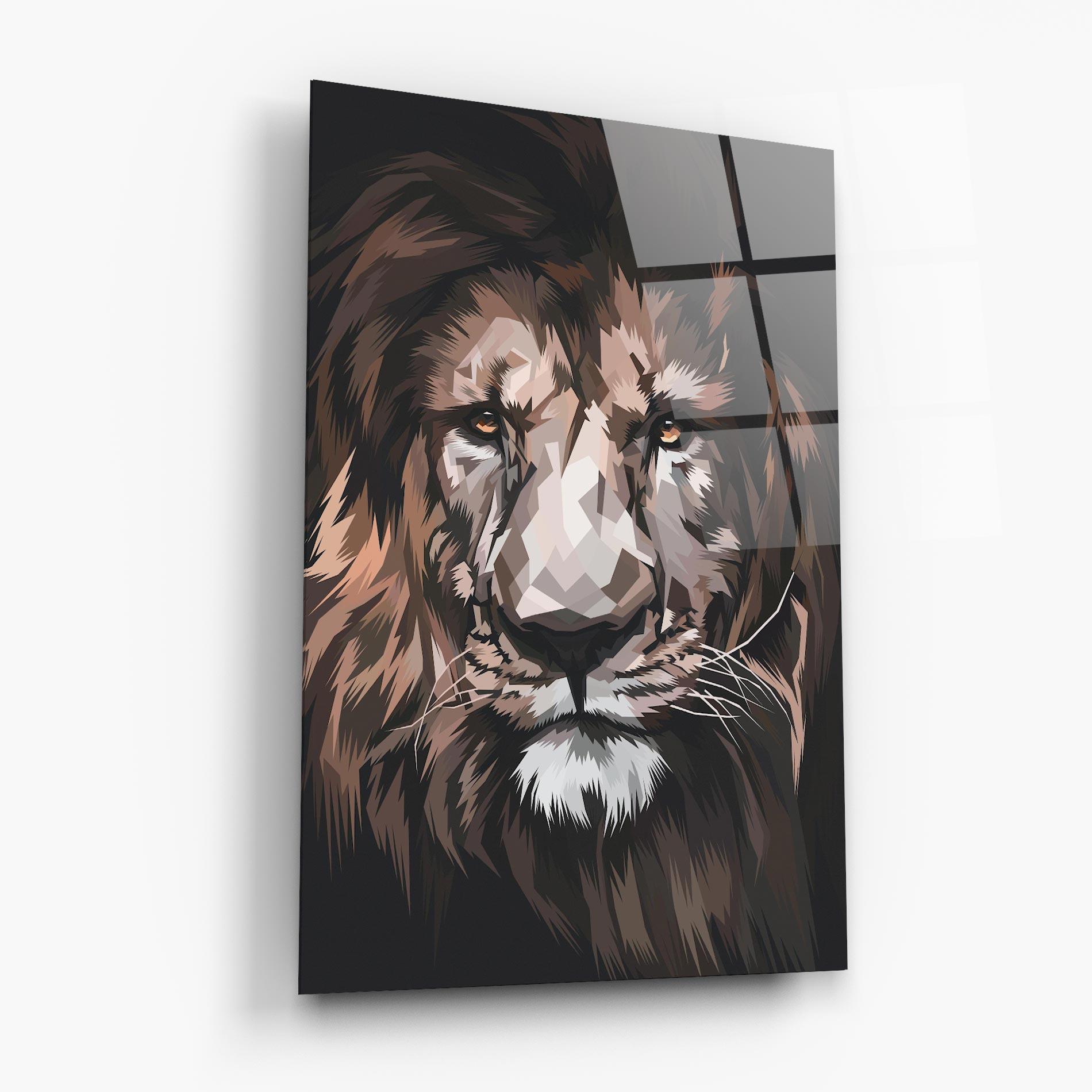 Стъклена картина Lion Art Close Up mockup 6