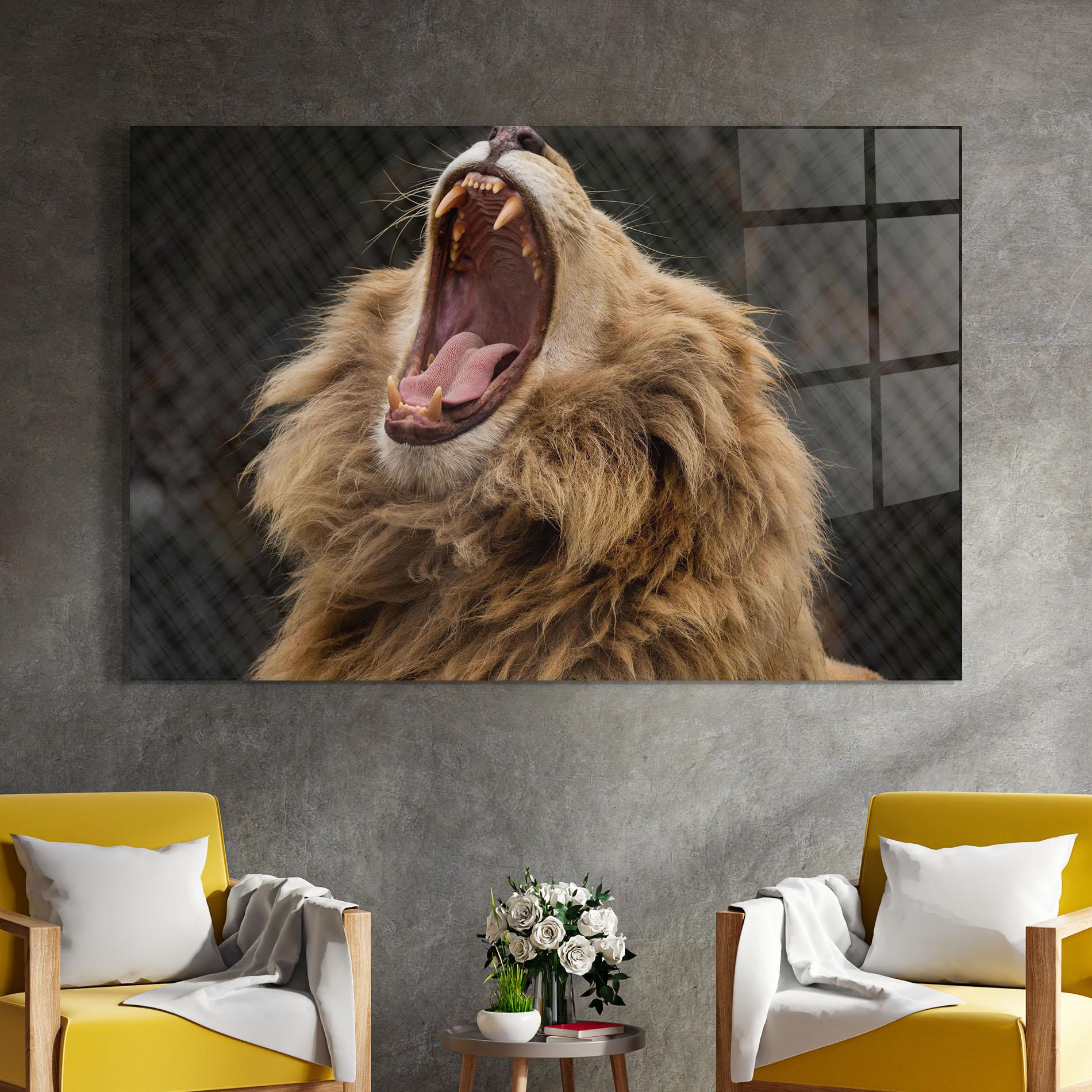 Стъклена картина Angry Lion mockup 4