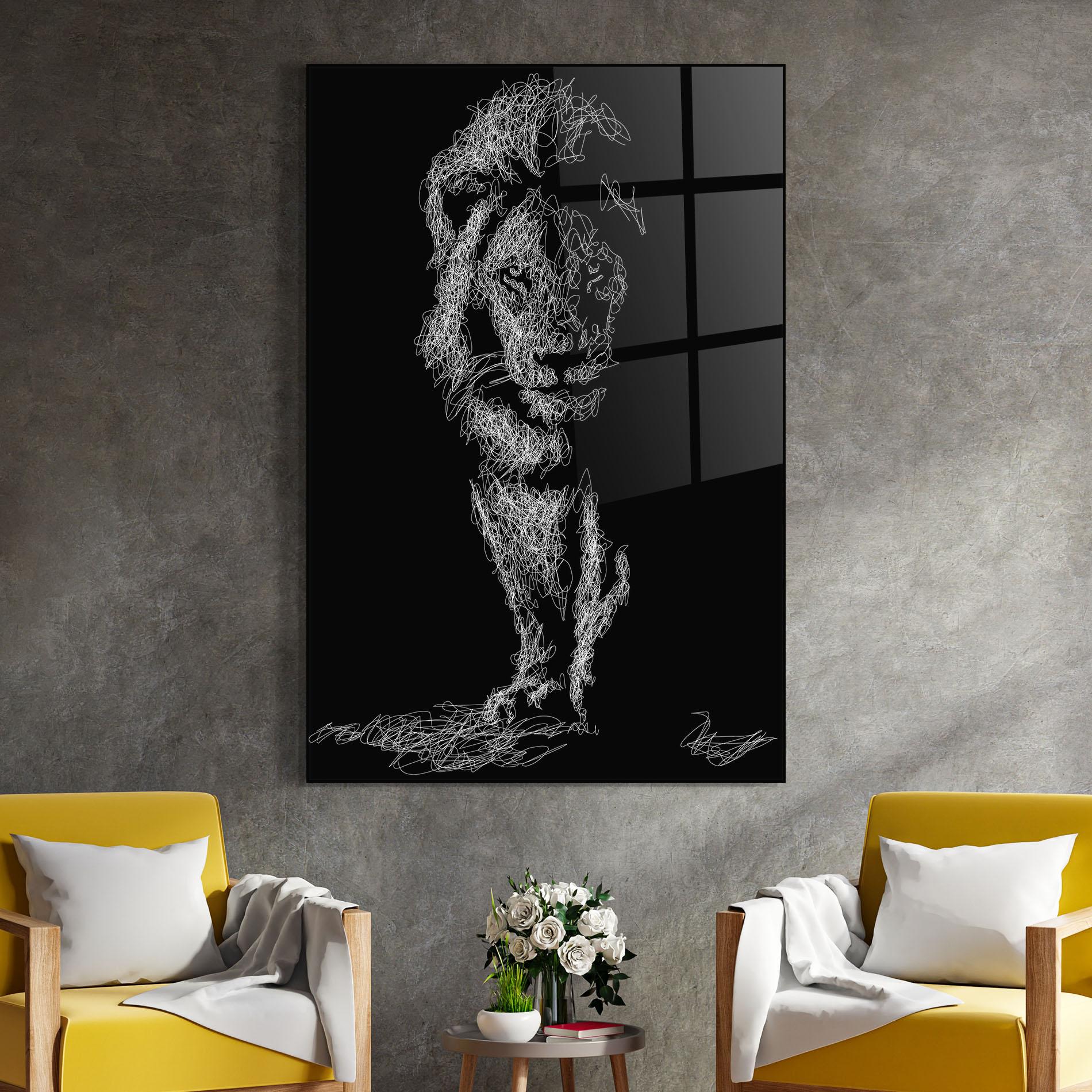 Стъклена картина Lion Signature mockup 4