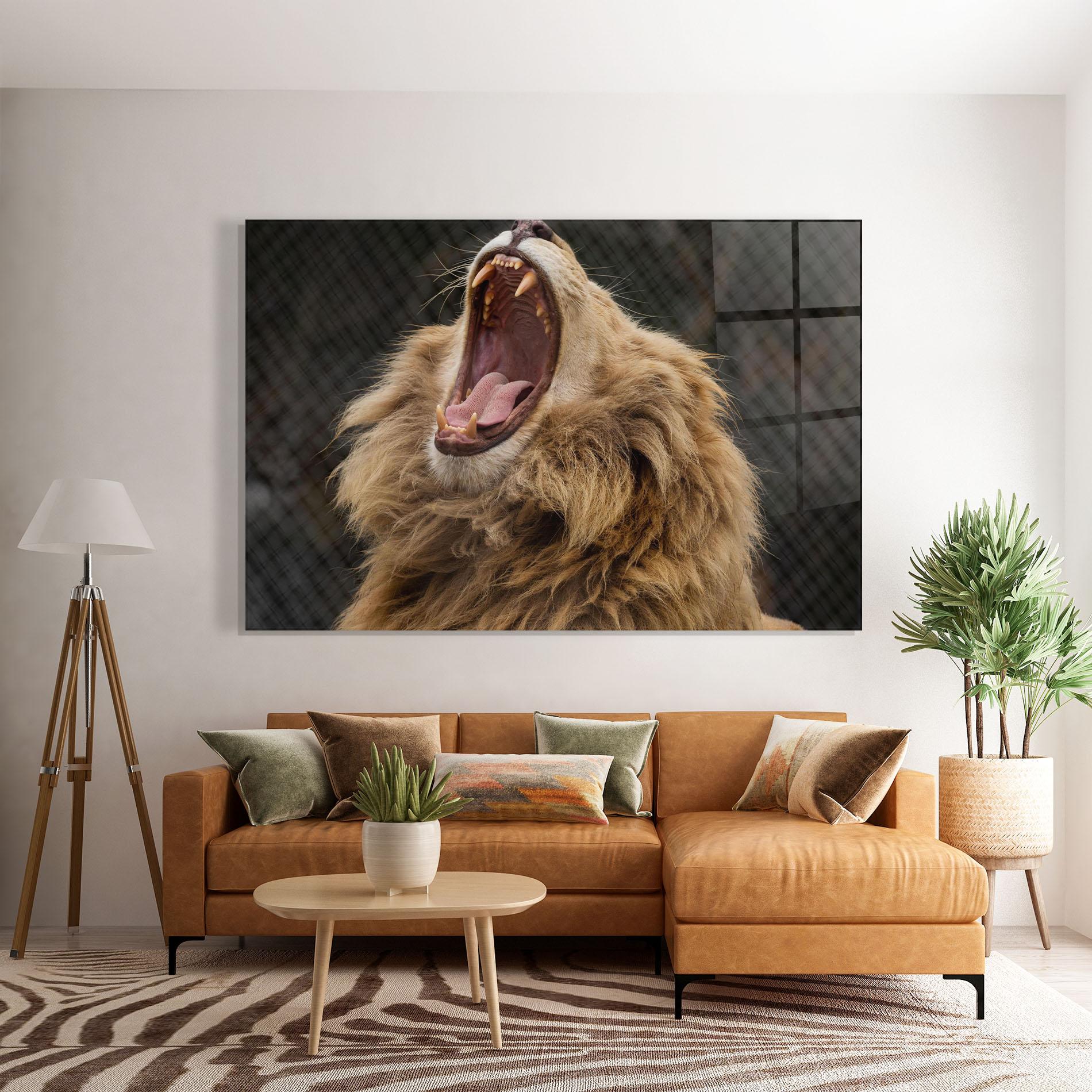 Стъклена картина Angry Lion mockup 7