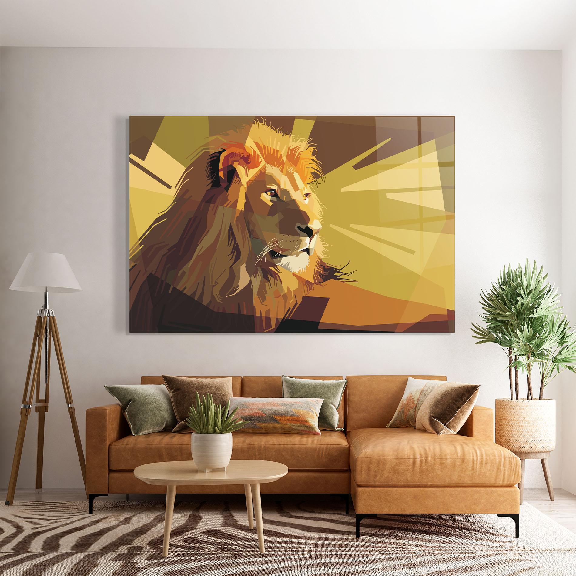 Стъклена картина Lion Art mockup 7