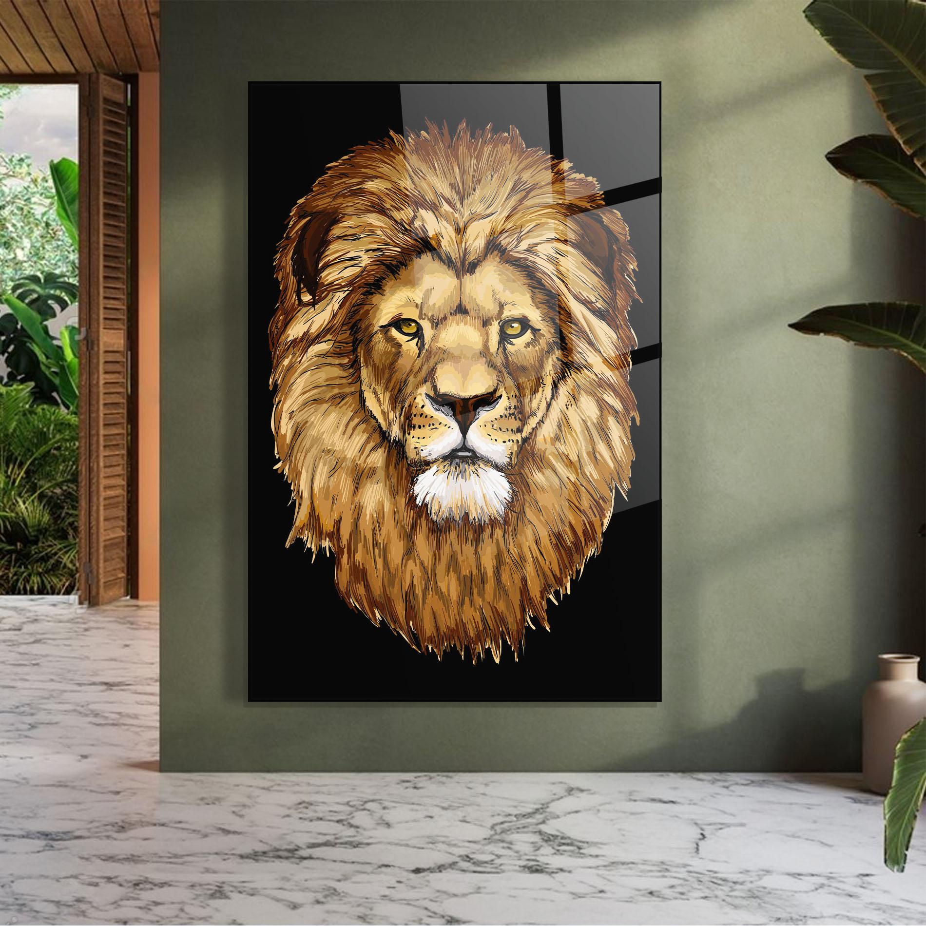 Стъклена картина Lion Head mockup 7