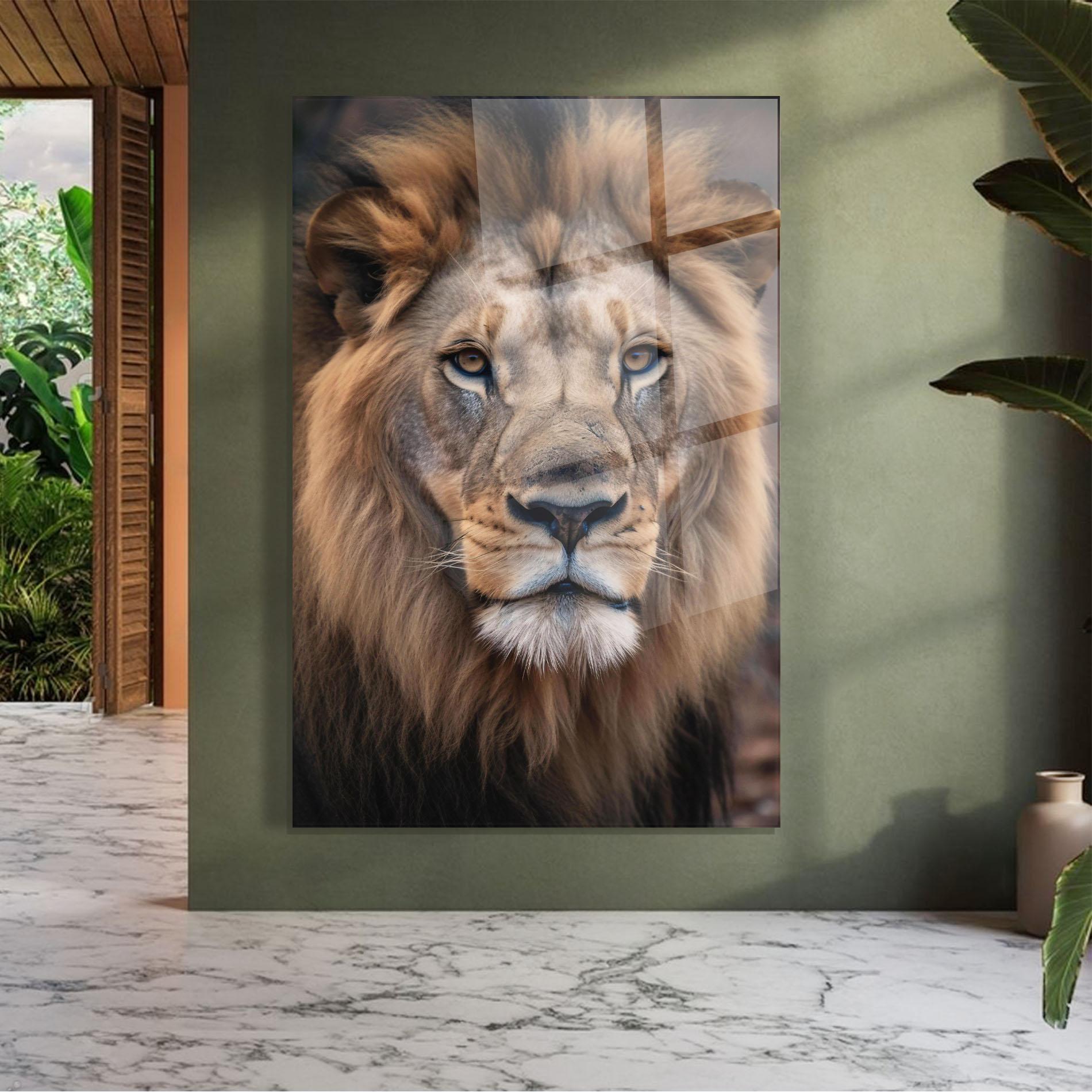 Стъклена картина Wild Lion View mockup 7