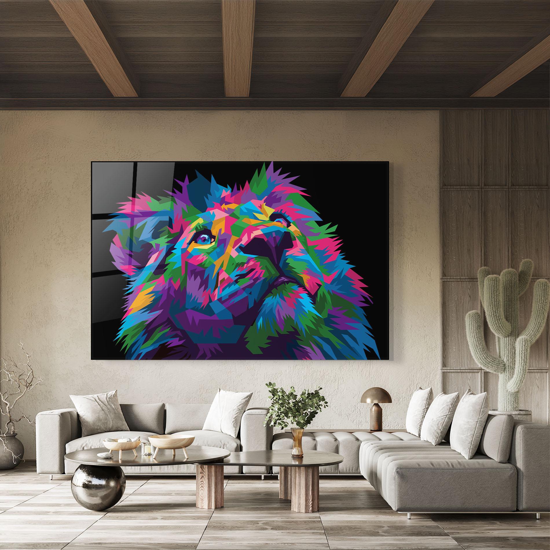 Стъклена картина Cute Color Lion mockup 8