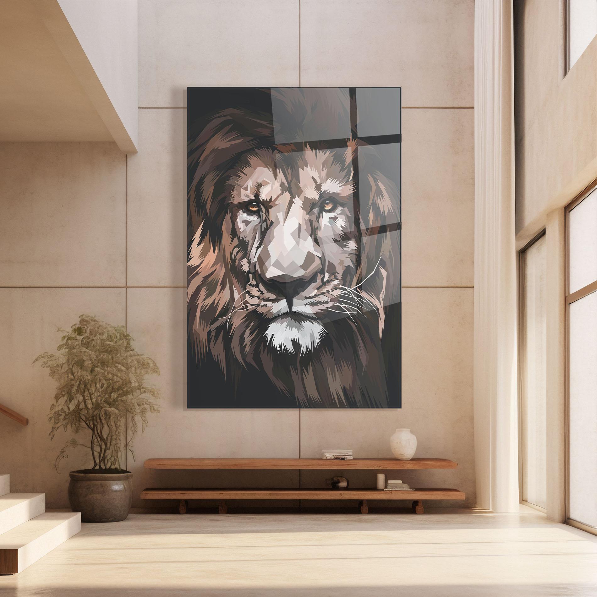 Стъклена картина Lion Art Close Up mockup 8