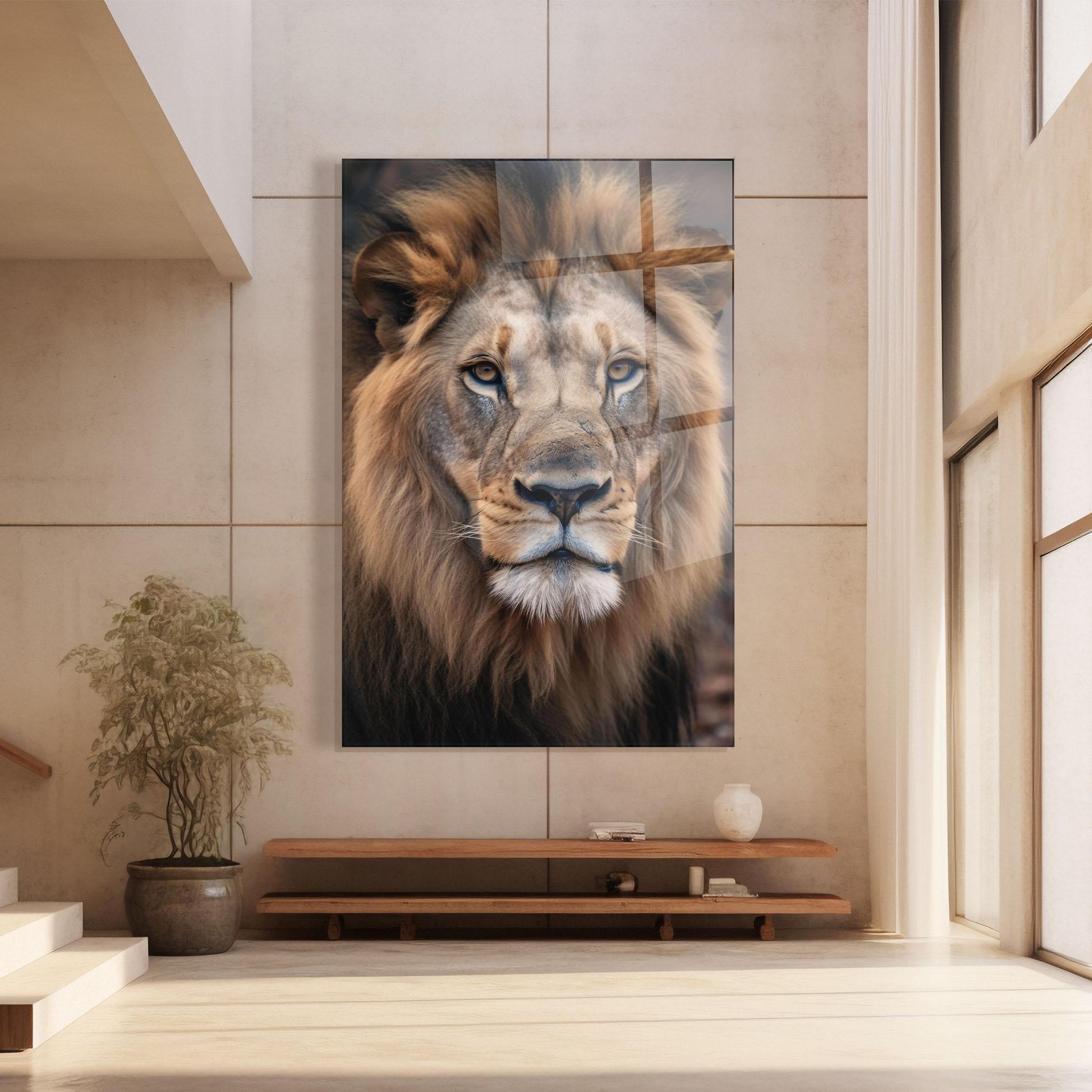 Стъклена картина Wild Lion View mockup 8