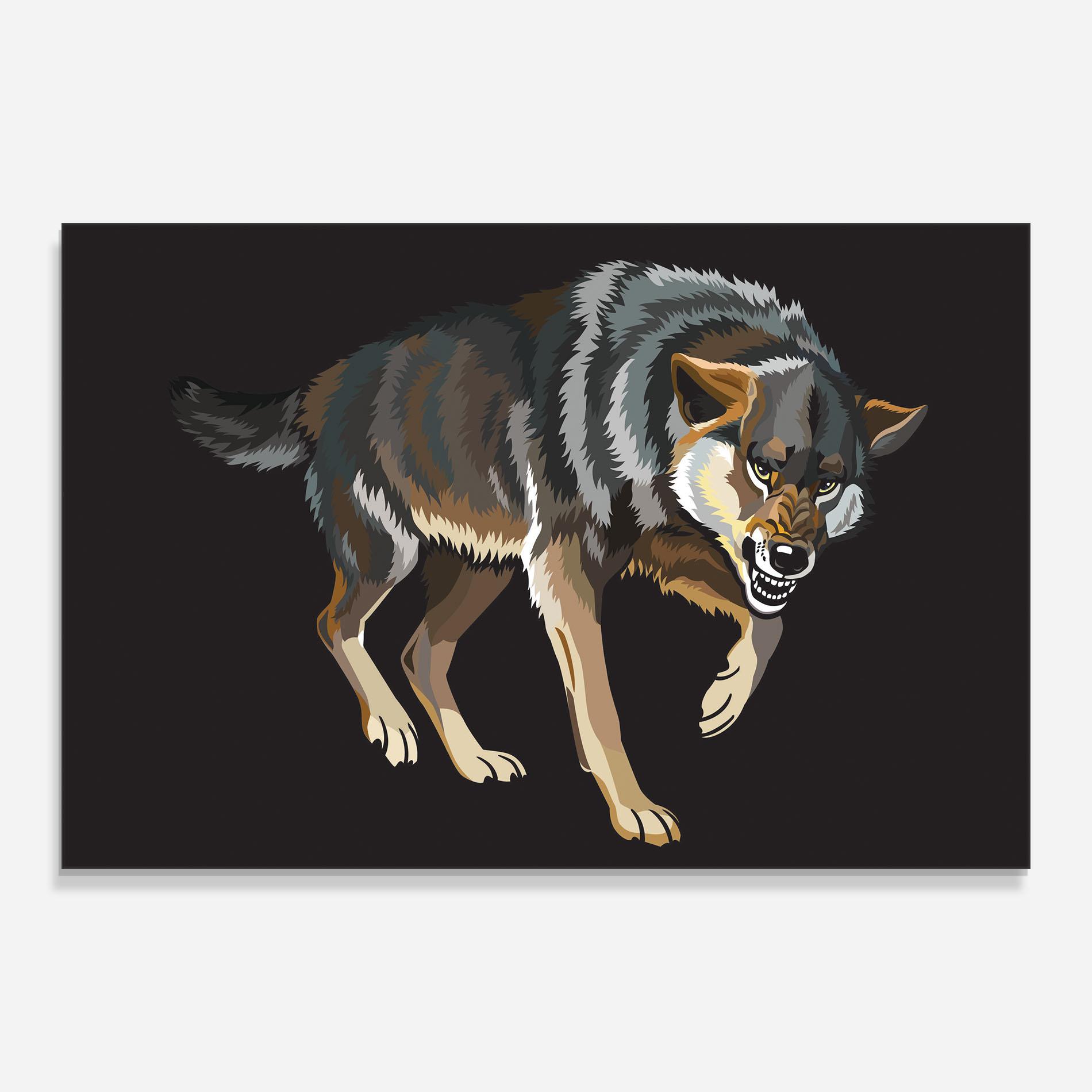 Стъклена картина Angry Cartoon Wolf mockup 0