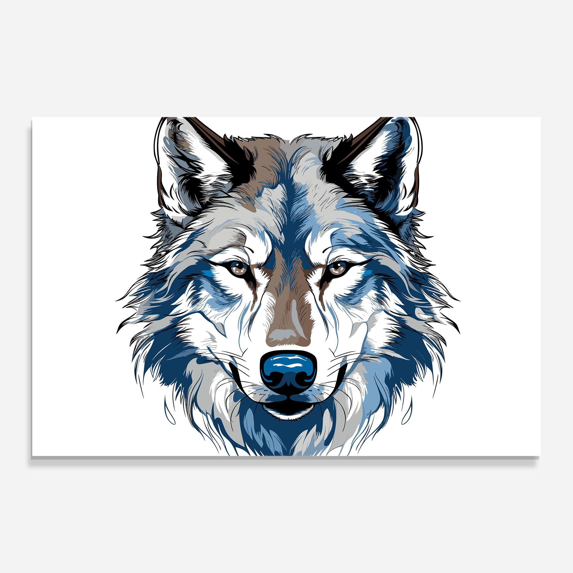 Стъклена картина Blue Wolf Head mockup 0