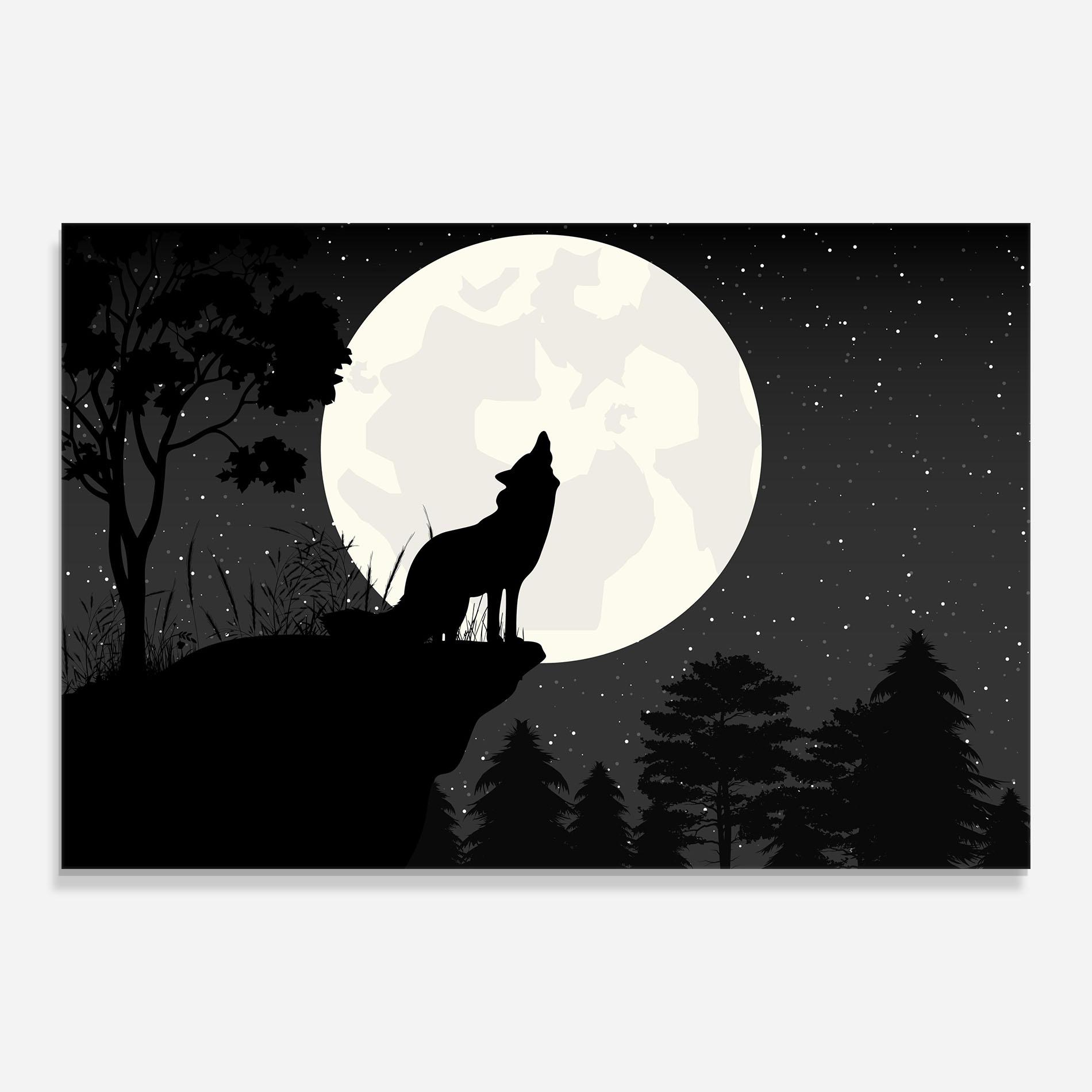 Стъклена картина Moon Wolf Silhouette mockup 0