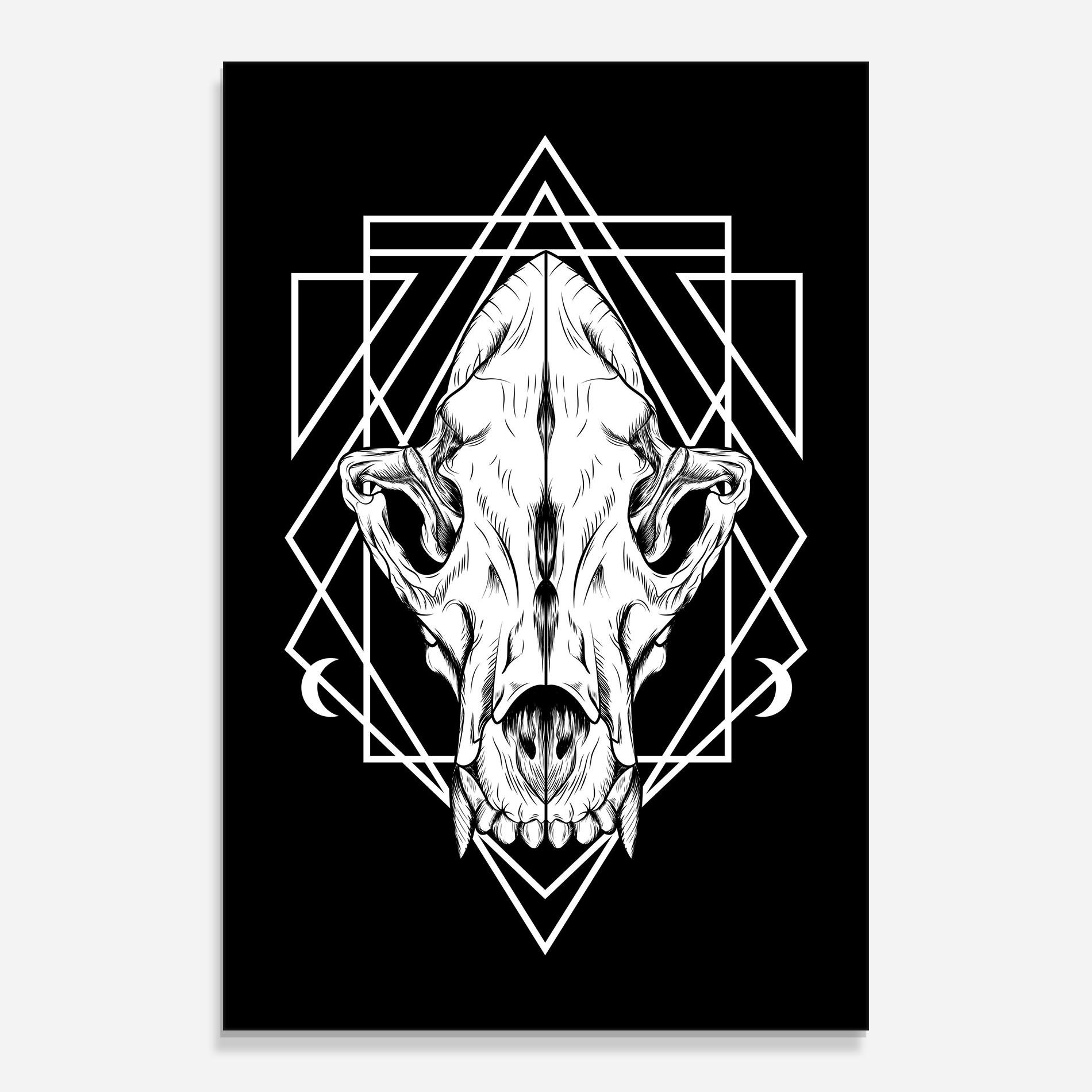 Стъклена картина Dark Wolf Skull mockup 0