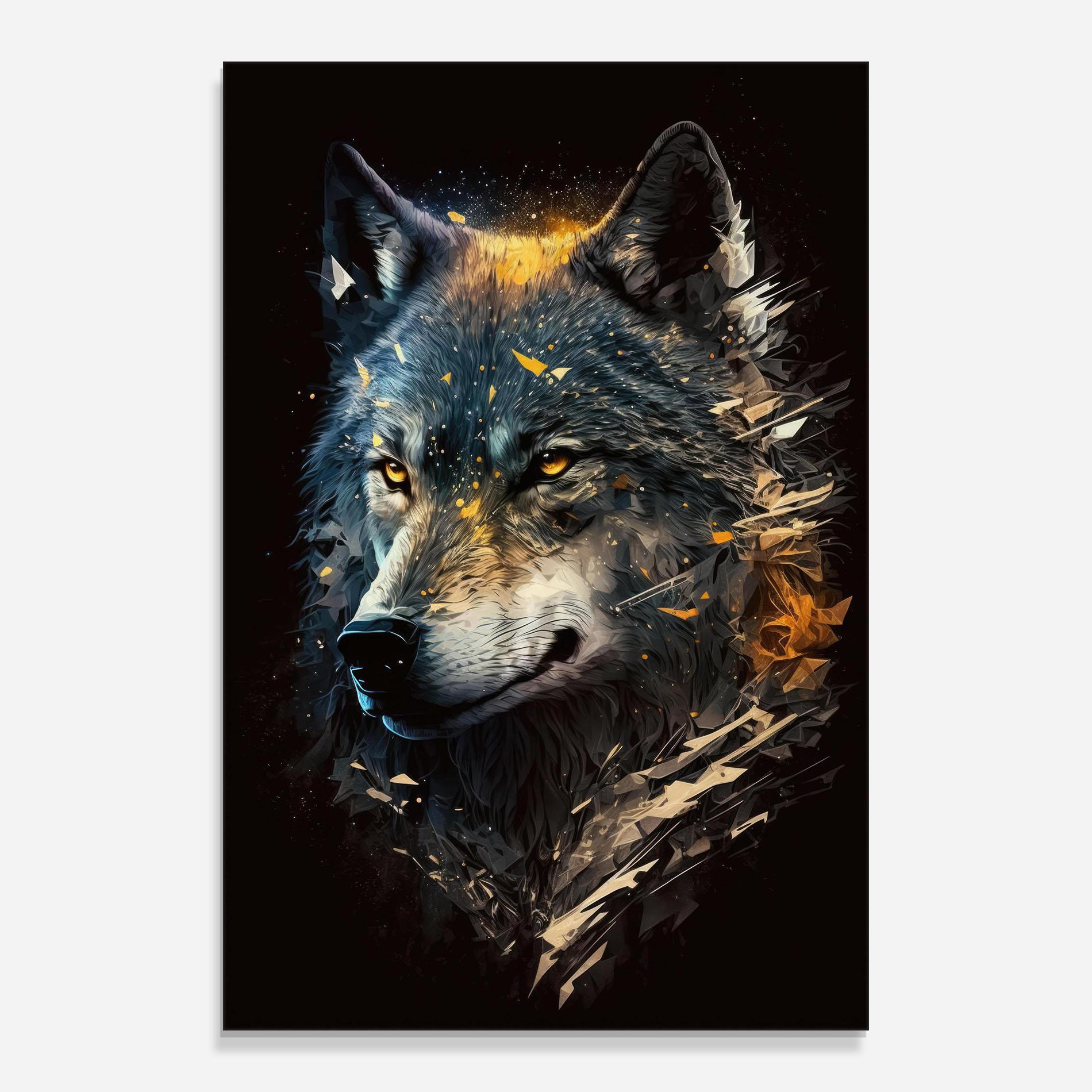 Стъклена картина Wolf Portrait mockup 0