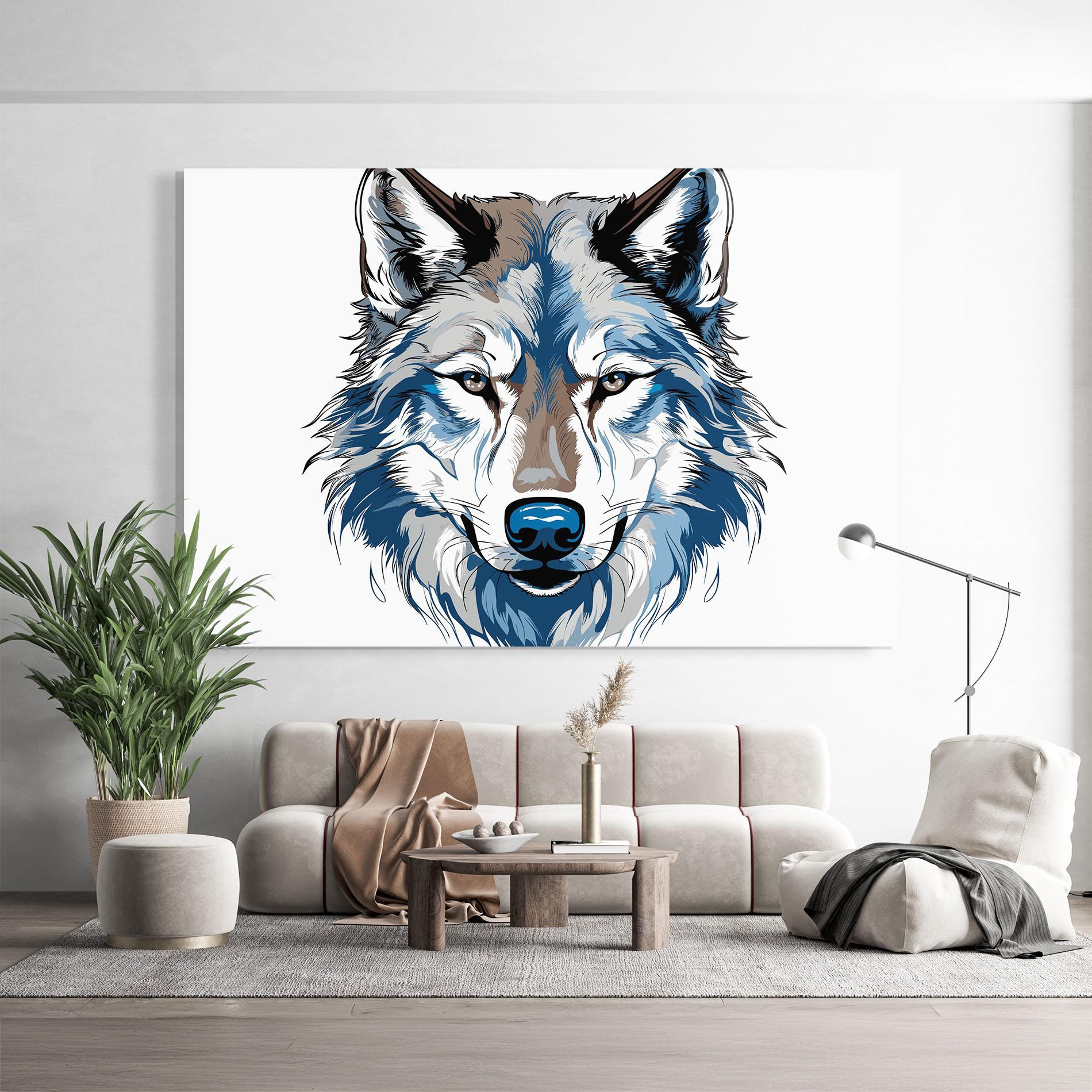 Стъклена картина Blue Wolf Head mockup 9