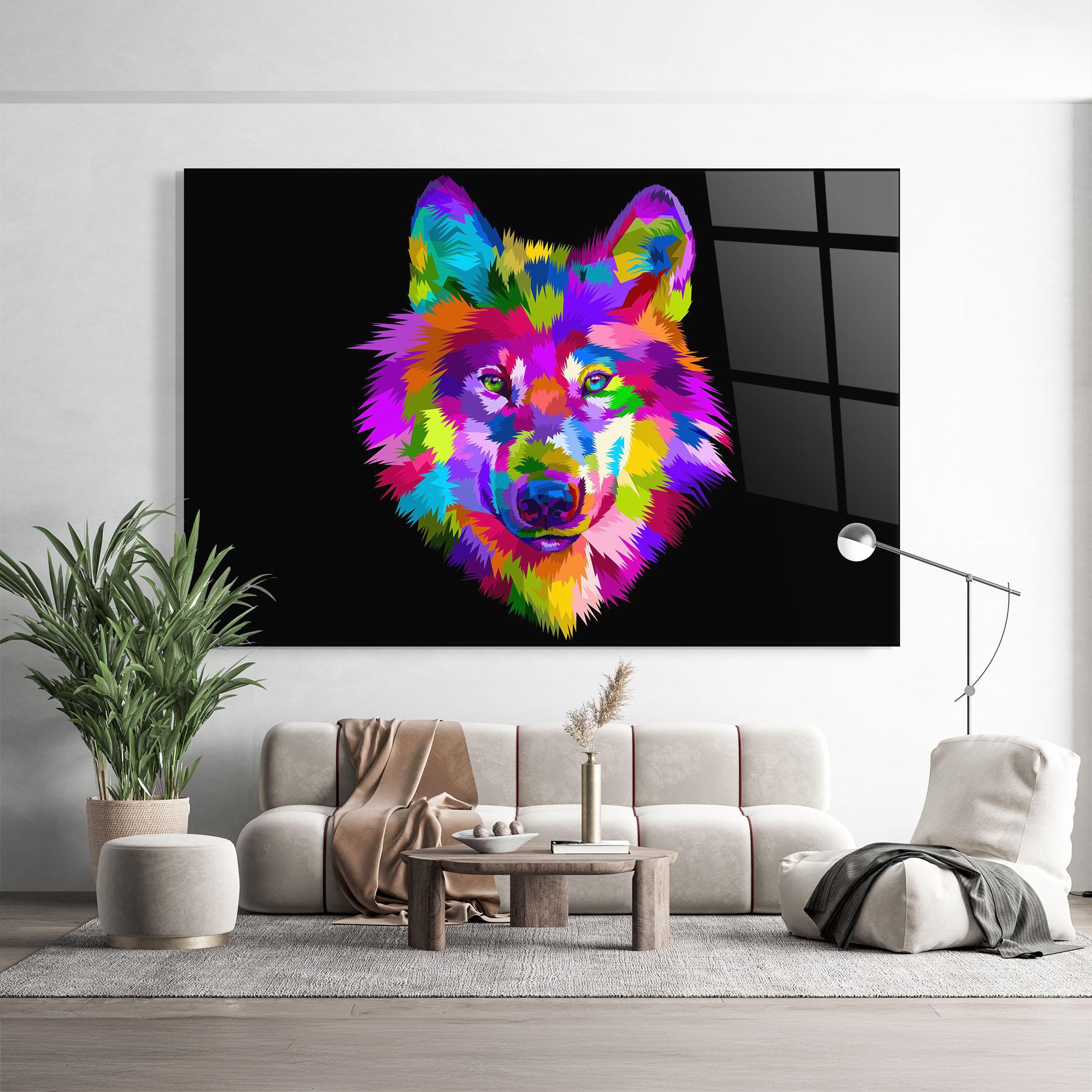 Стъклена картина Color Mix Wolf mockup 9