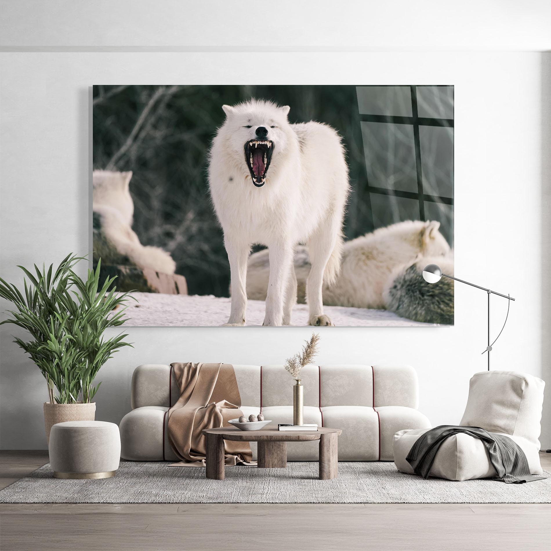 Стъклена картина Laughing White Wolf mockup 9