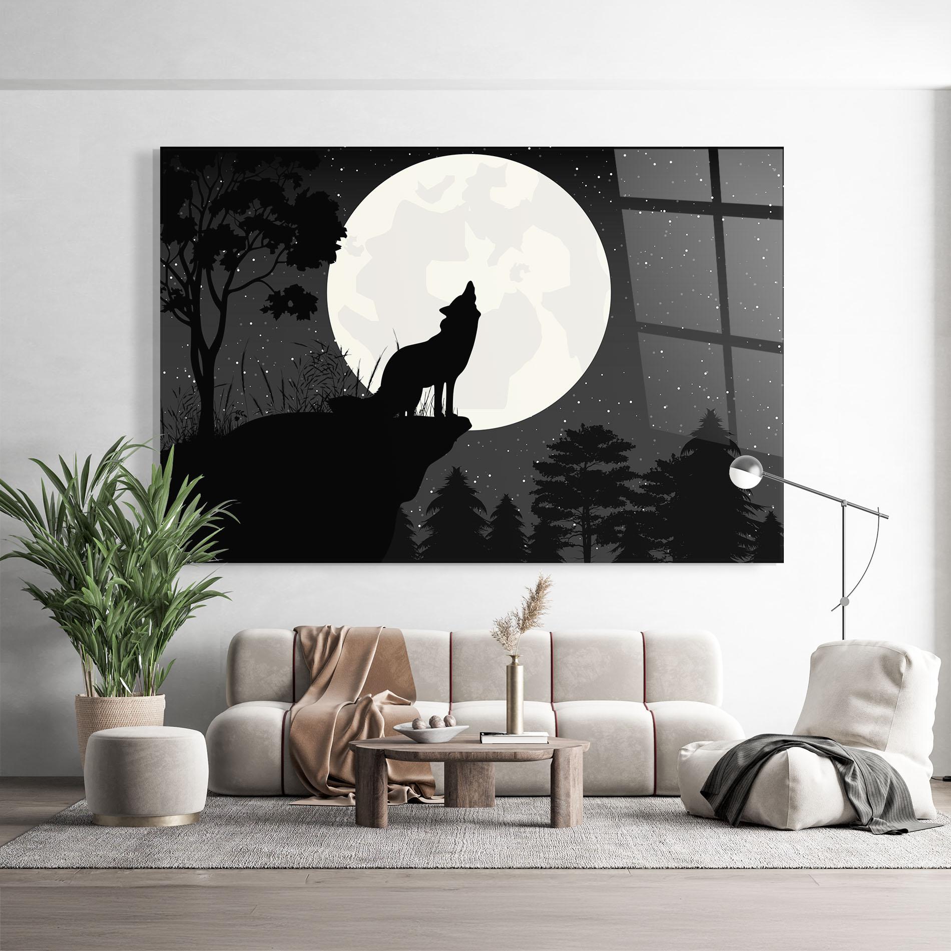 Стъклена картина Moon Wolf Silhouette mockup 9