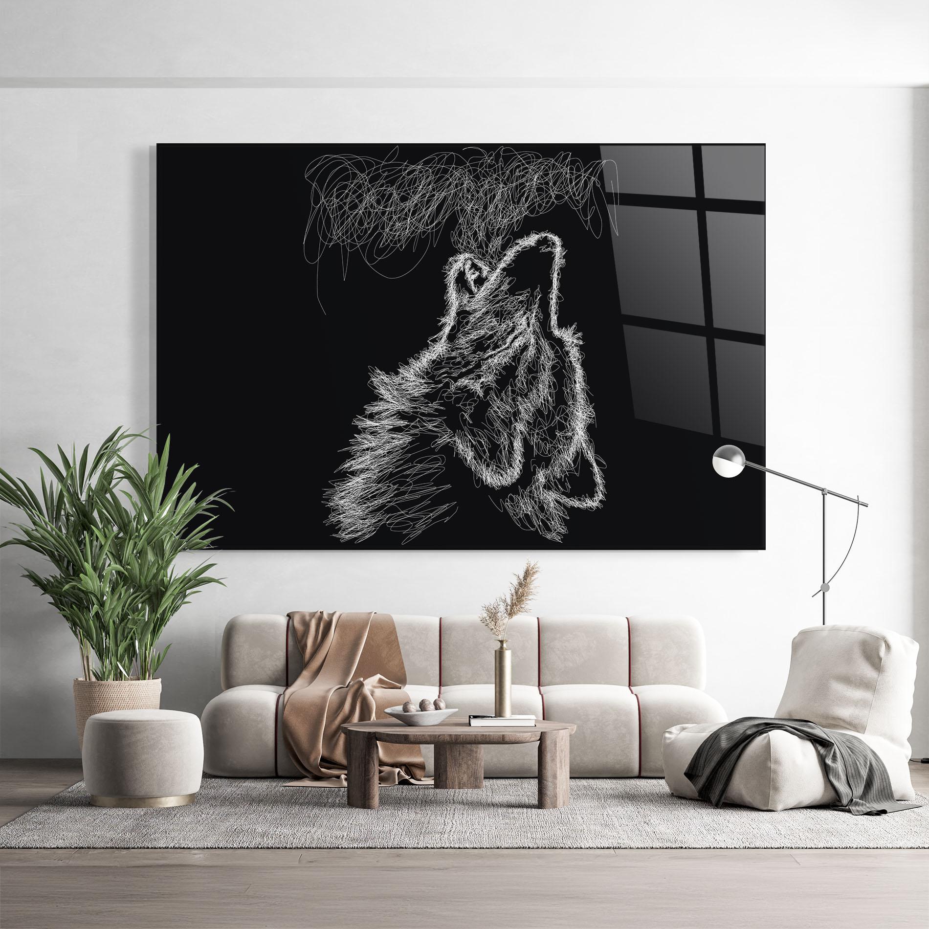 Стъклена картина Wolf White Line mockup 9