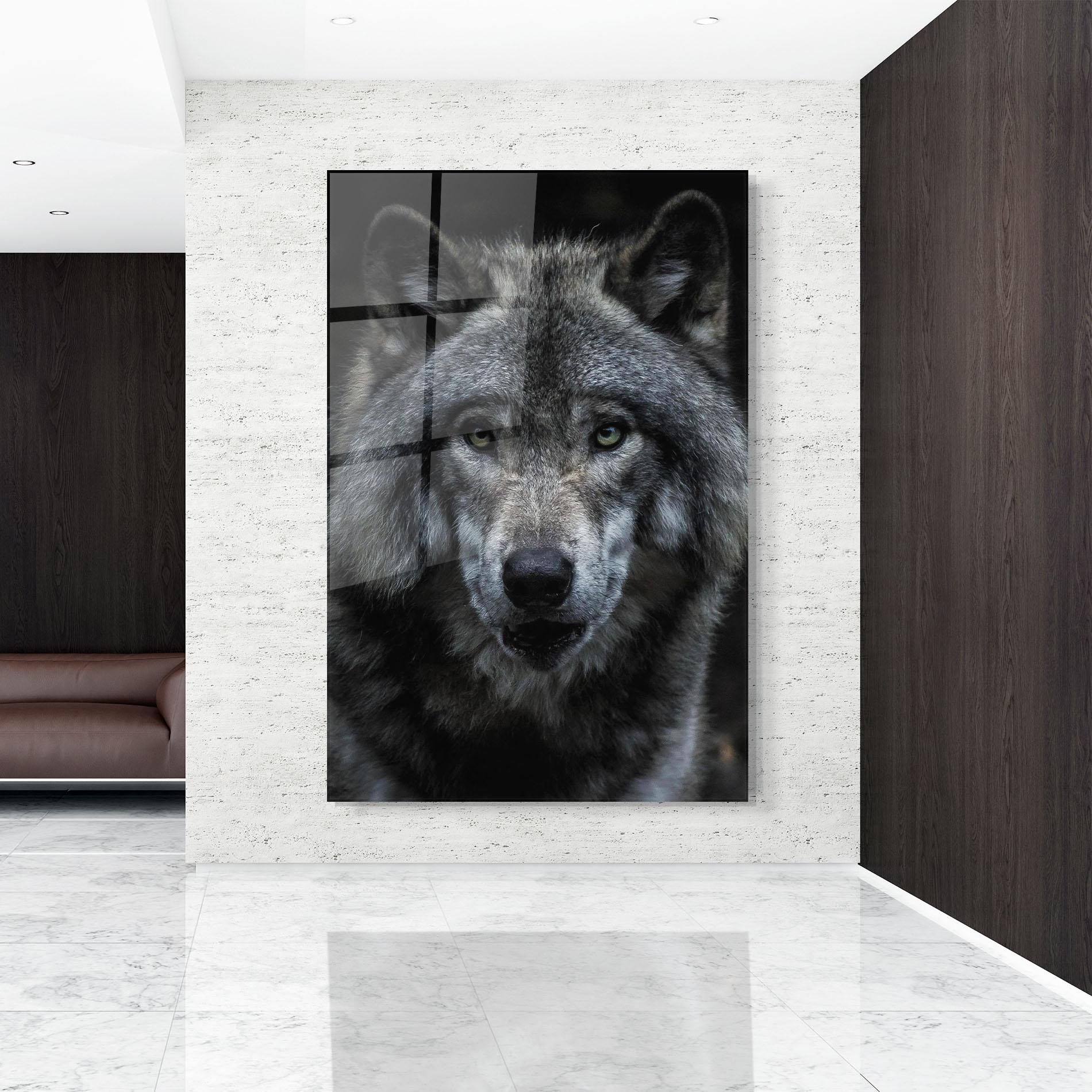 Стъклена картина Angry Wolf mockup 9