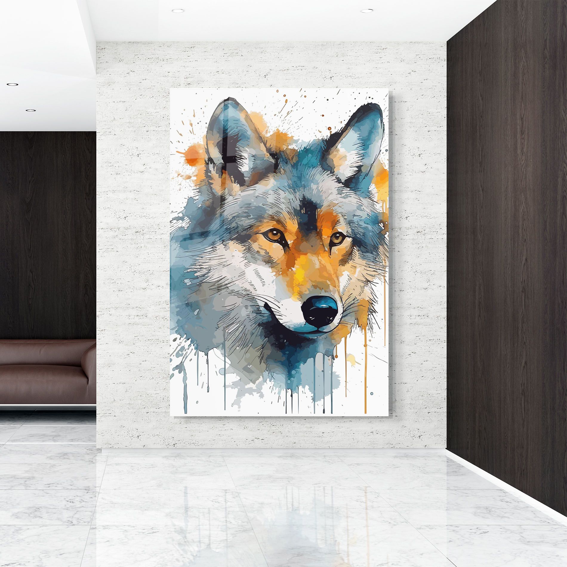 Orange Watercolor Wolf mockup 9