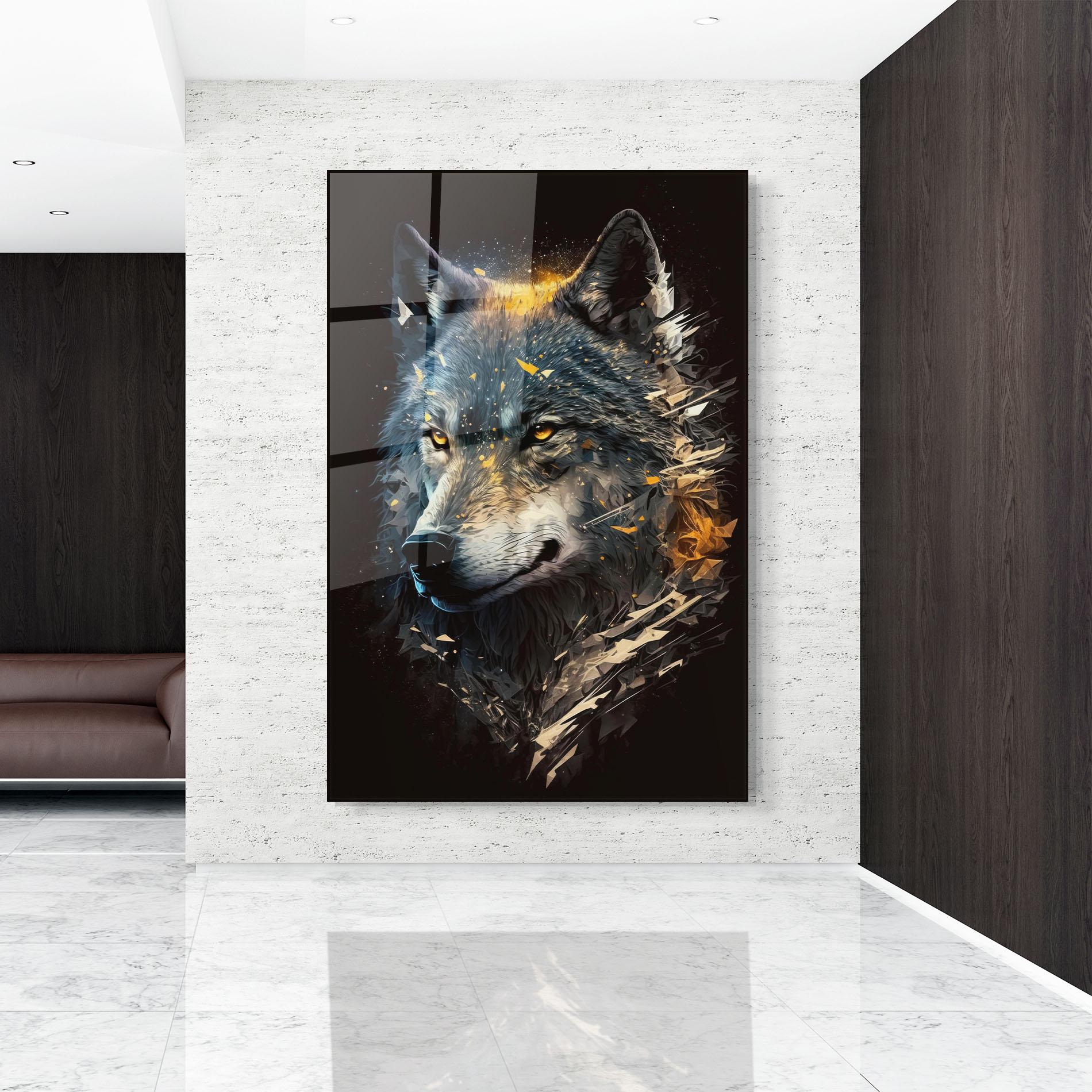 Стъклена картина Wolf Portrait mockup 9