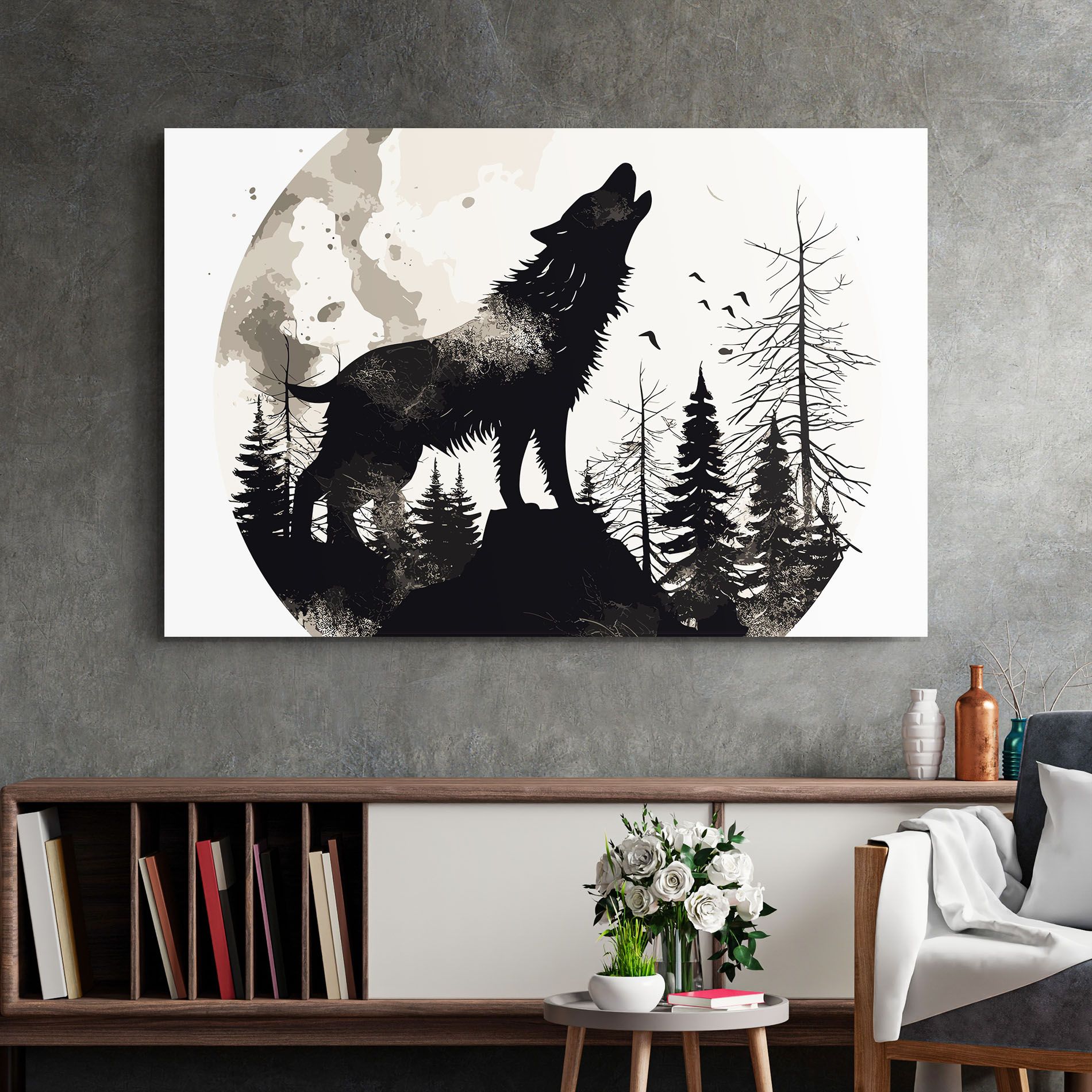 Black On Cream Wolf mockup 2