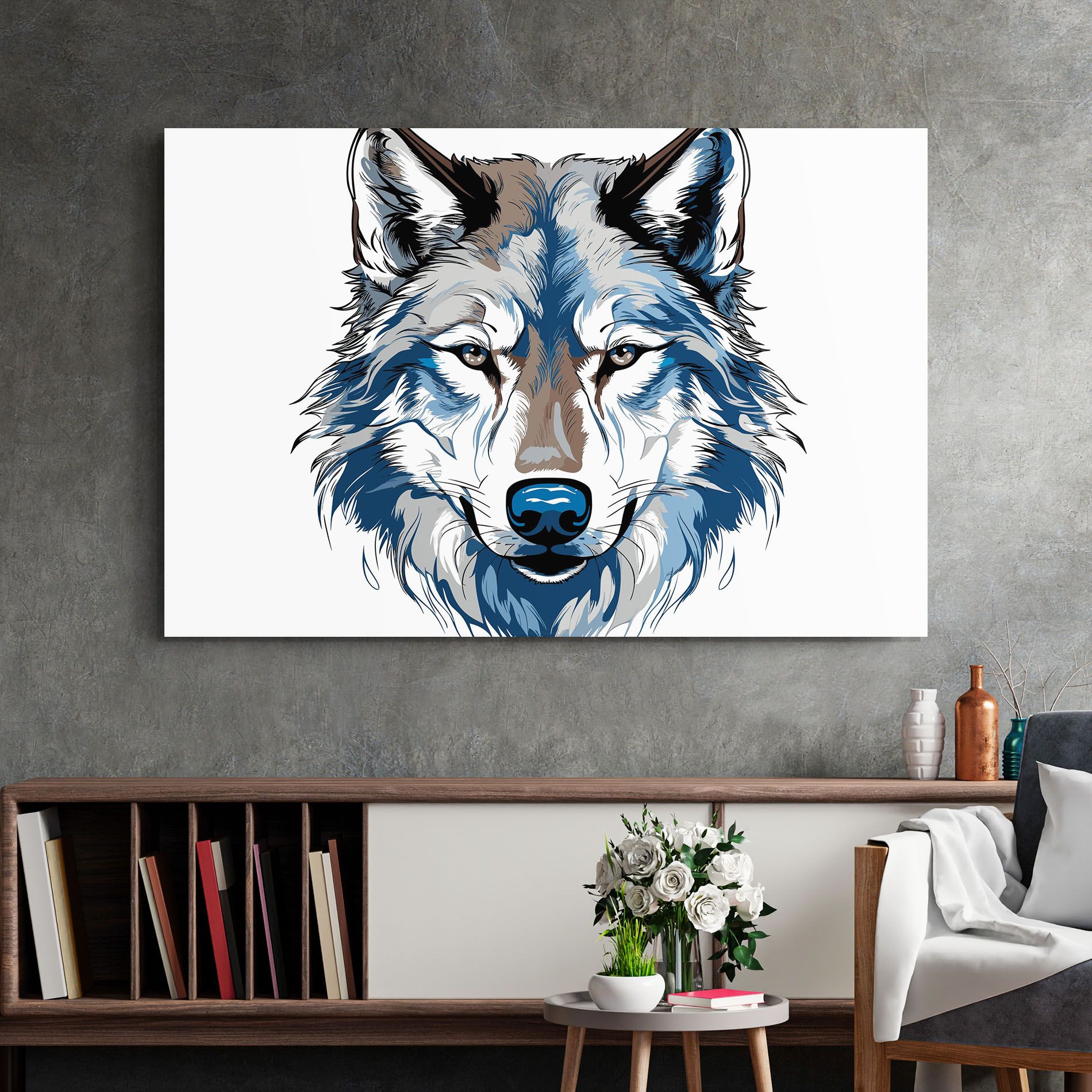 Blue Wolf Head mockup 2