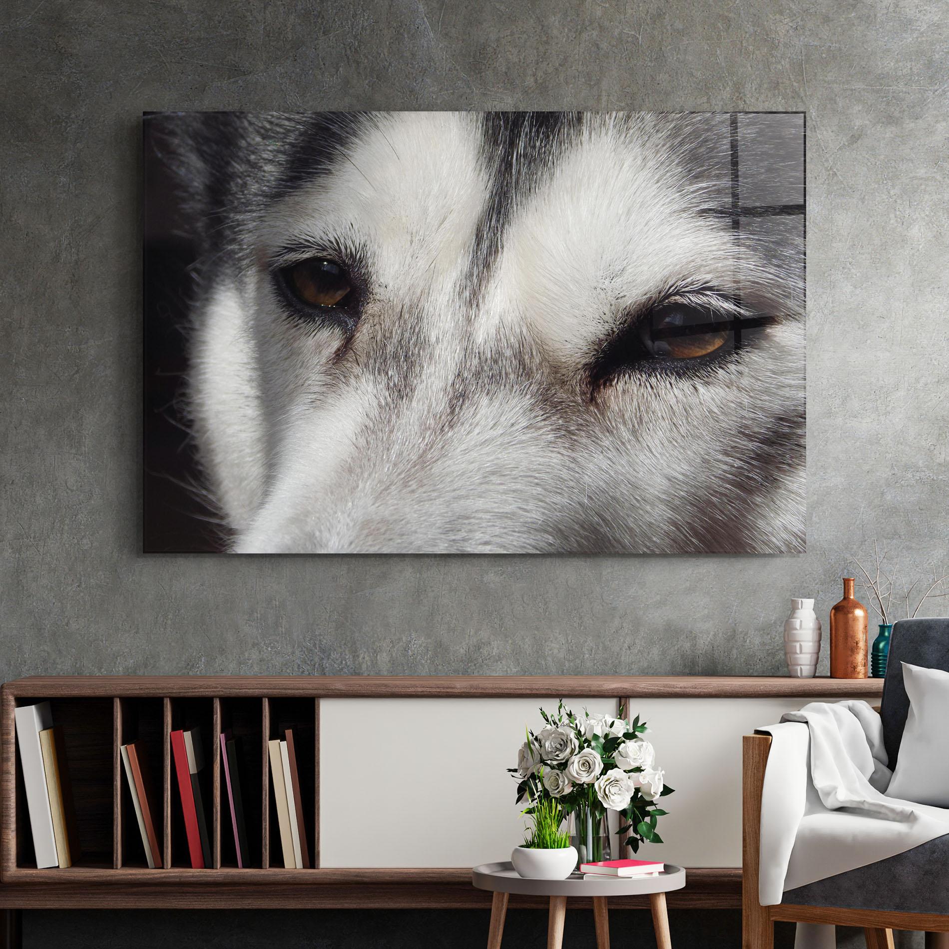 Стъклена картина Close Up Wolf mockup 2