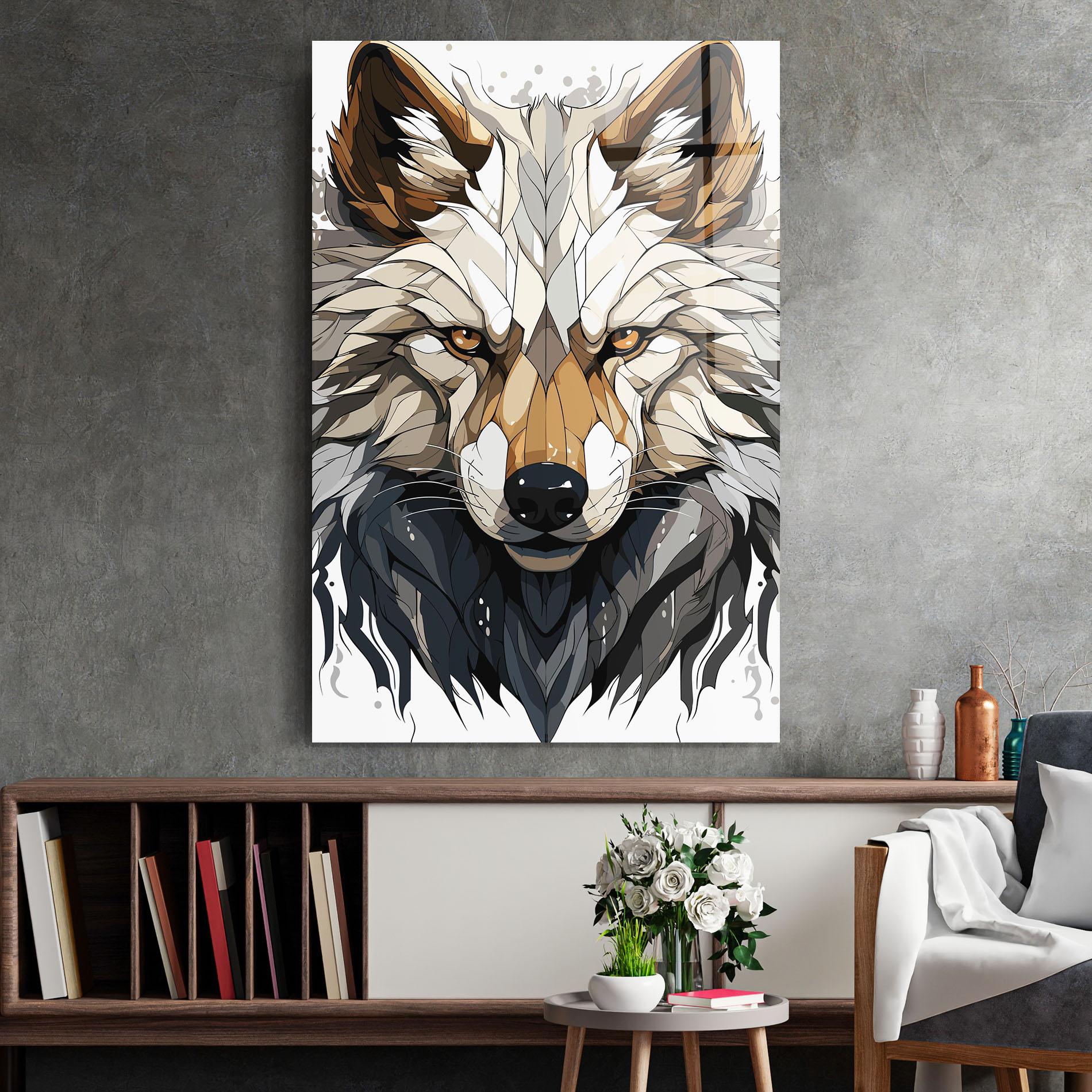 Стъклена картина Brown Wolf mockup 2